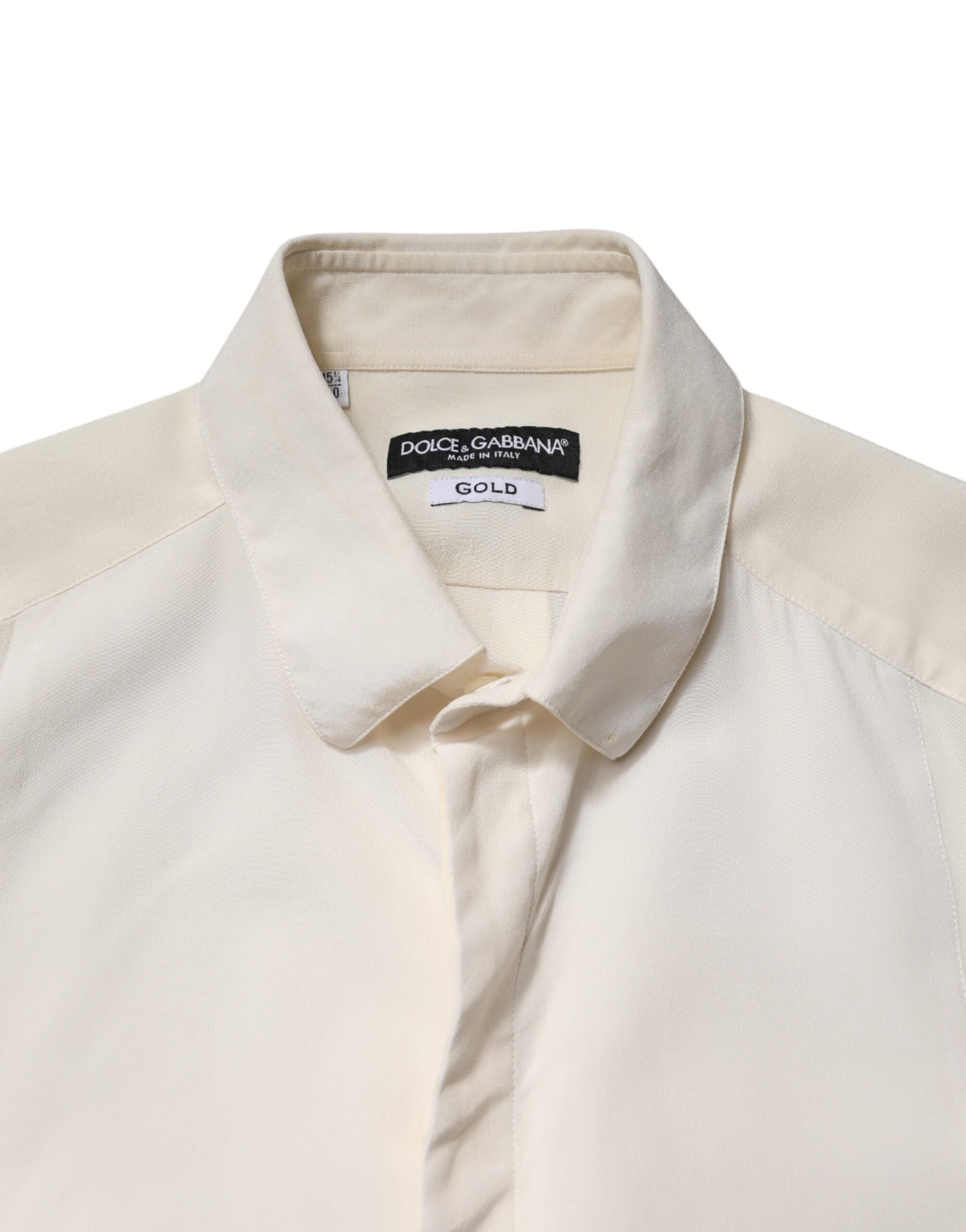 Off White Silk Men GOLD Dress Formal Shirt
