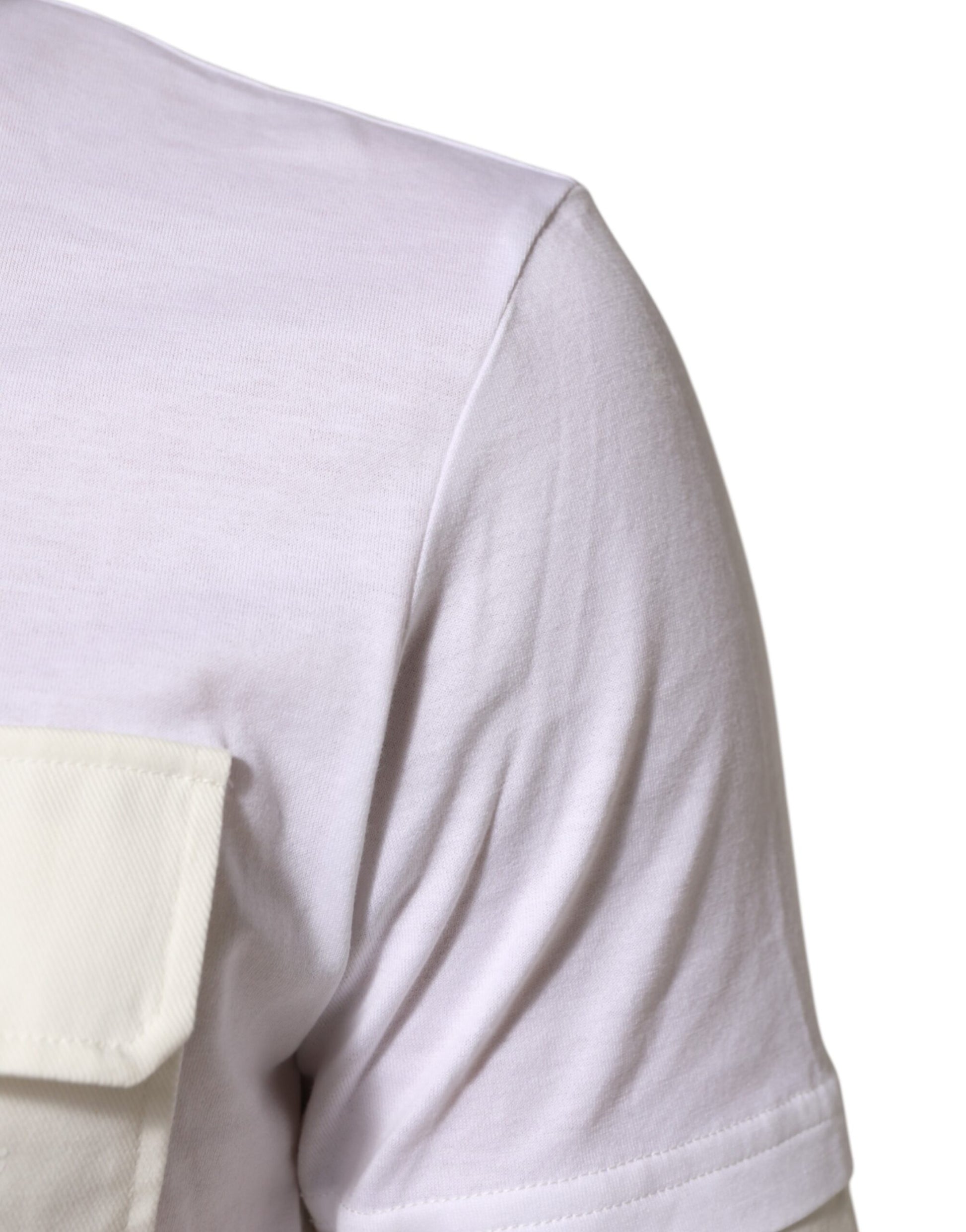 White Cotton Pocket Short Sleeves T-shirt