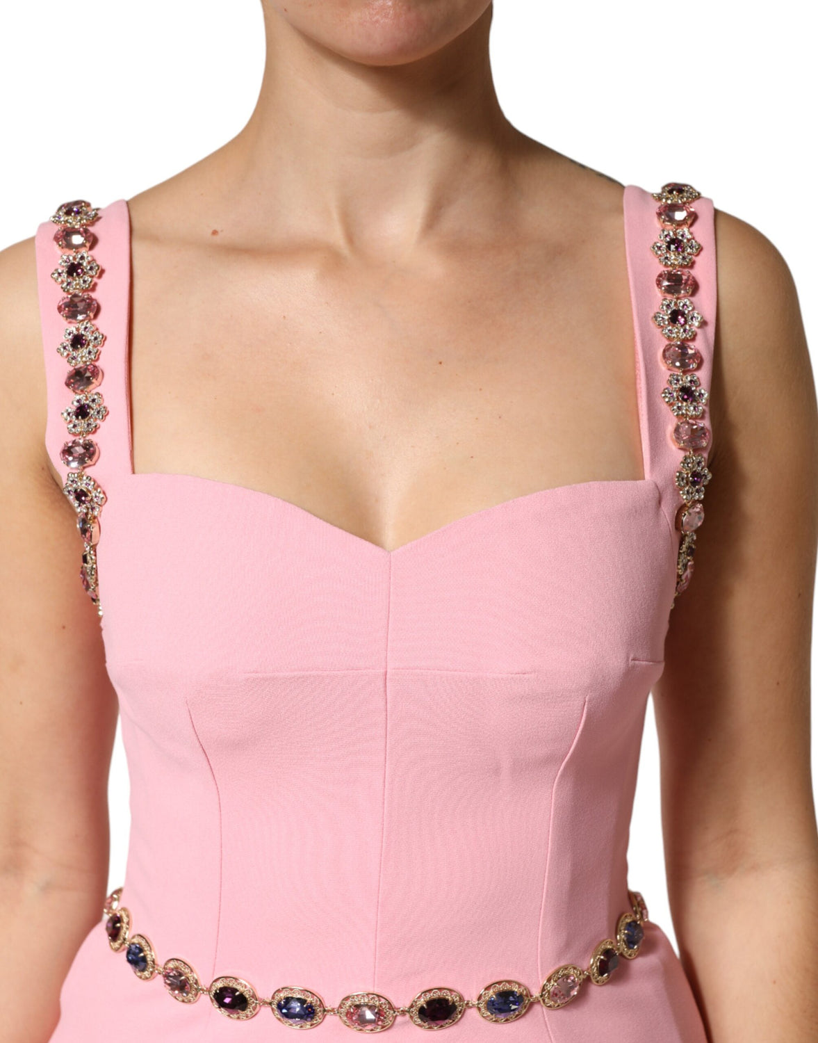 Pink Crystal Sheath Mermaid Long Gown Dress