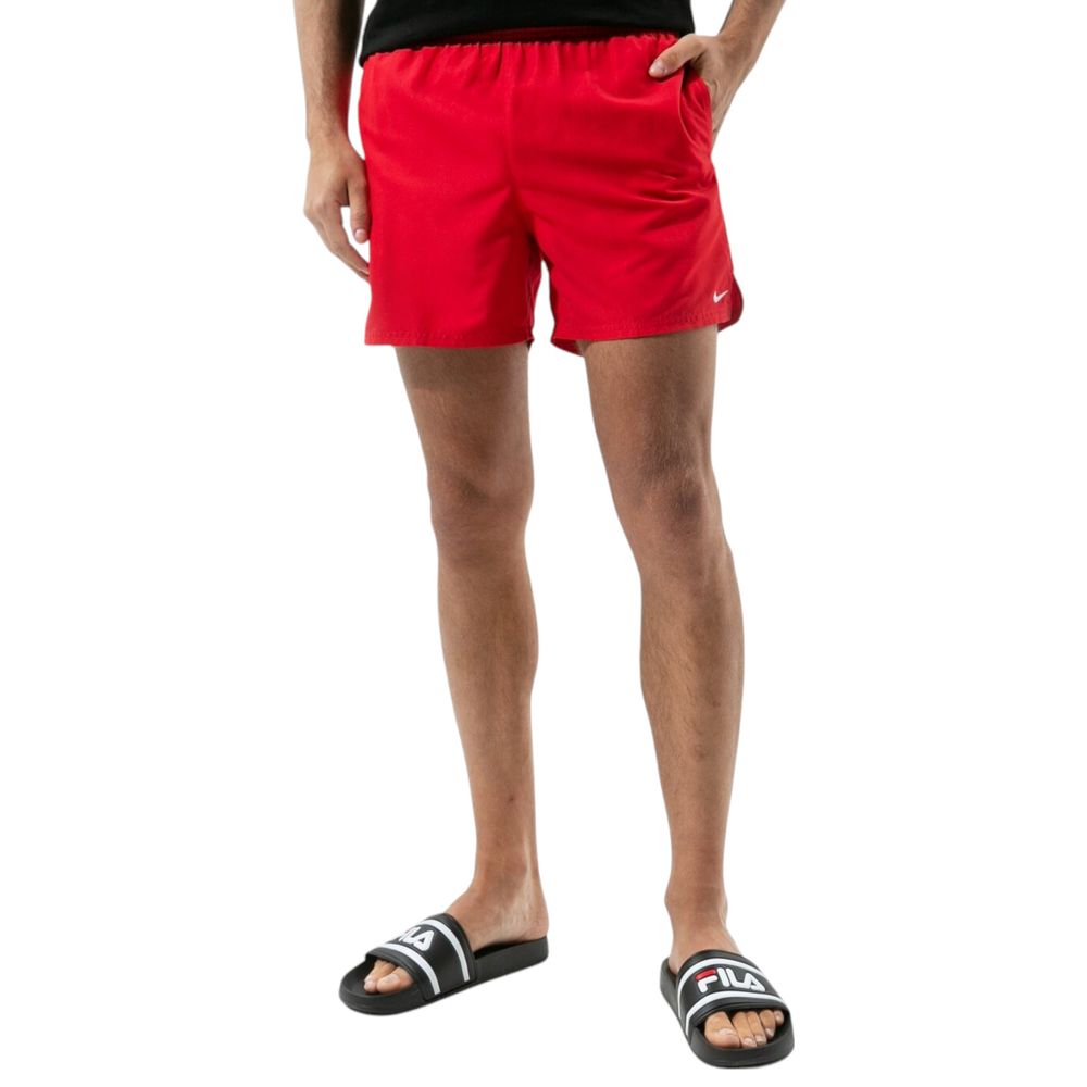 Red Polyester Swim Shorts