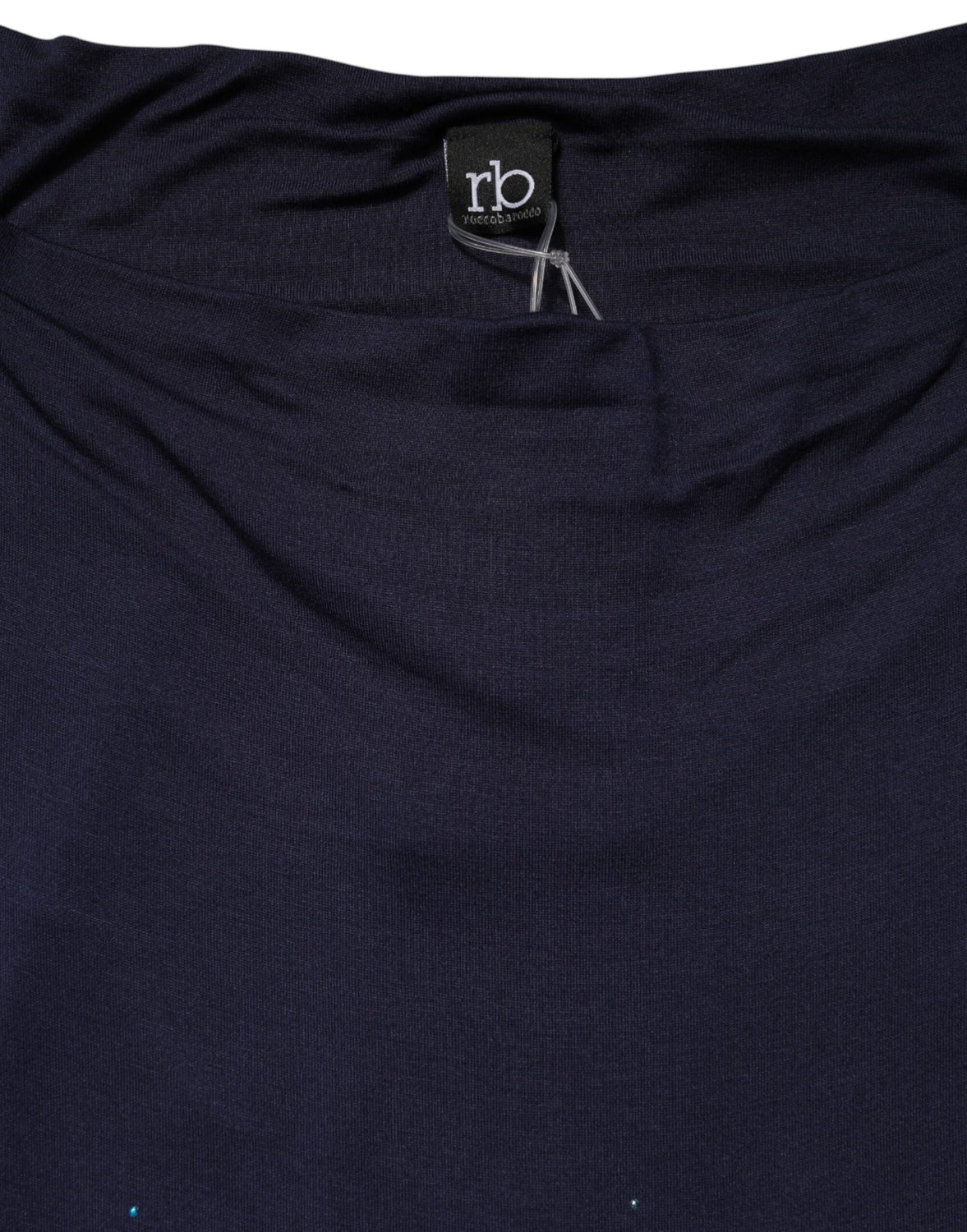 Blue Viscose Embellished Off Shoulder Mini Dress