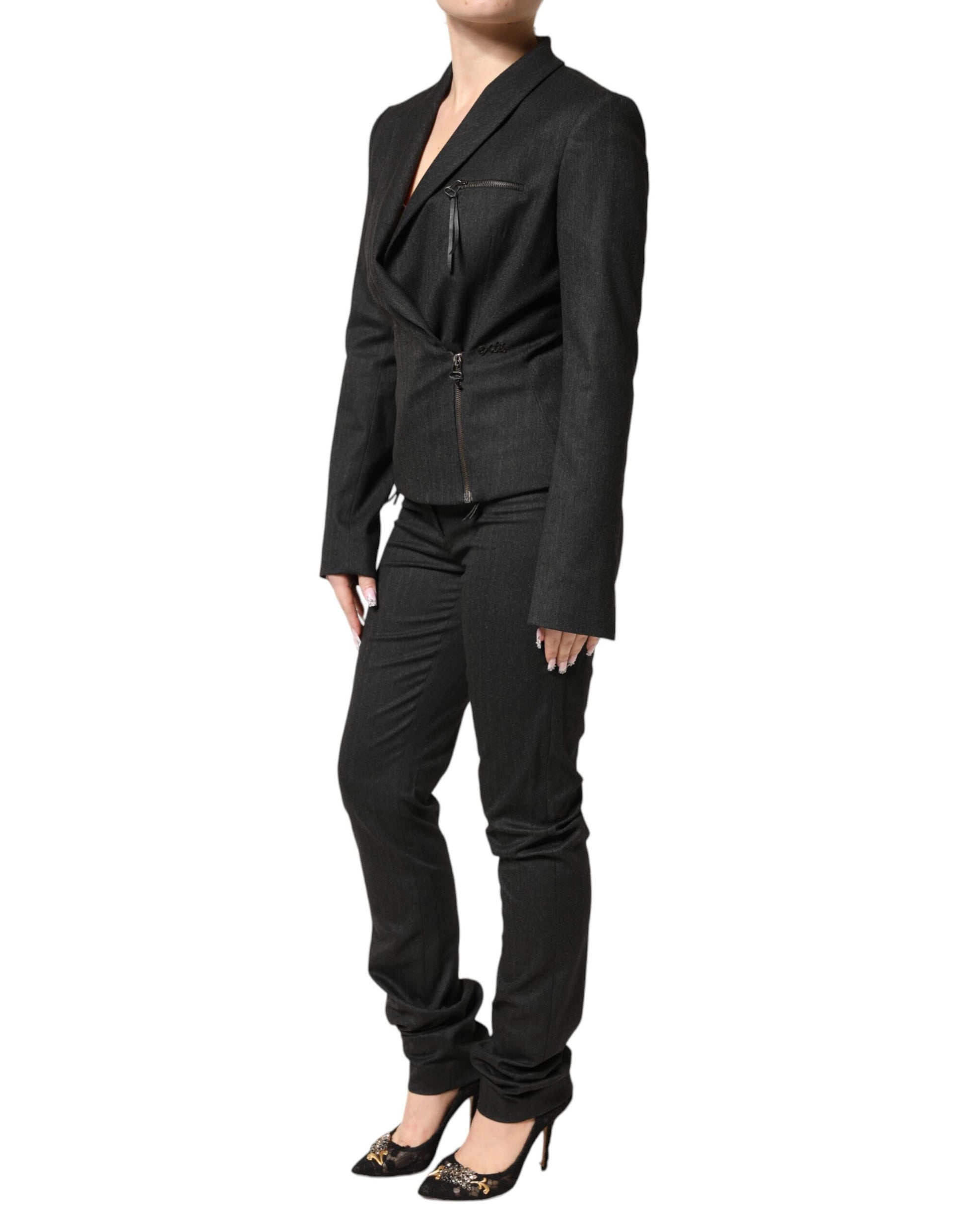 Black Double Breasted Pants Blazer Jacket 2 Piece Suit