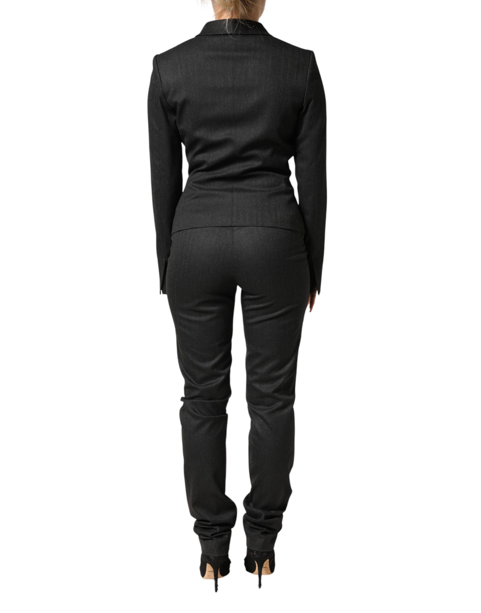 Black Double Breasted Pants Blazer Jacket 2 Piece Suit