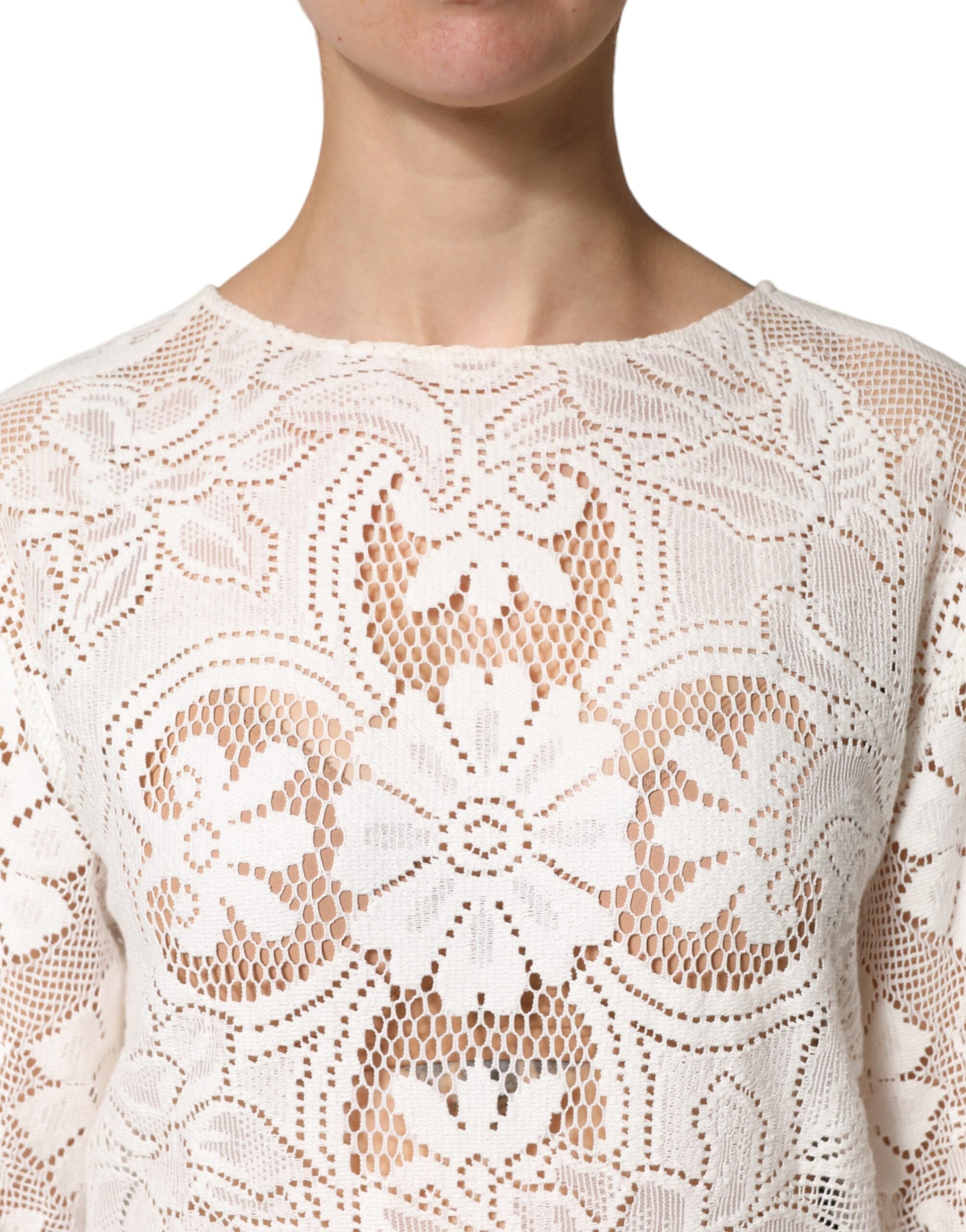 White Embroidery Lace Cotton Blouse Top