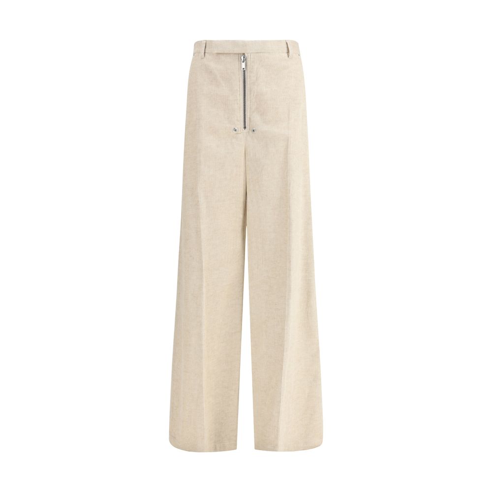 Beige Cotton Casual Pants