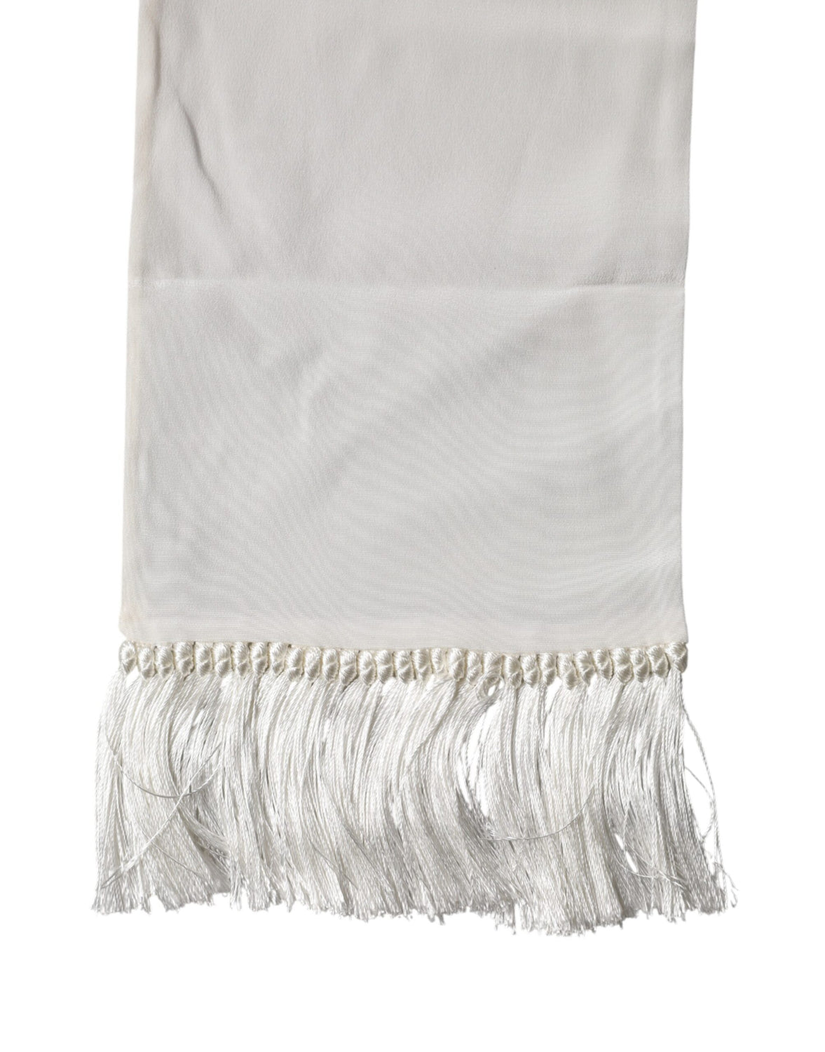 White Silk Fringes Neck Wrap Foulard Scarf