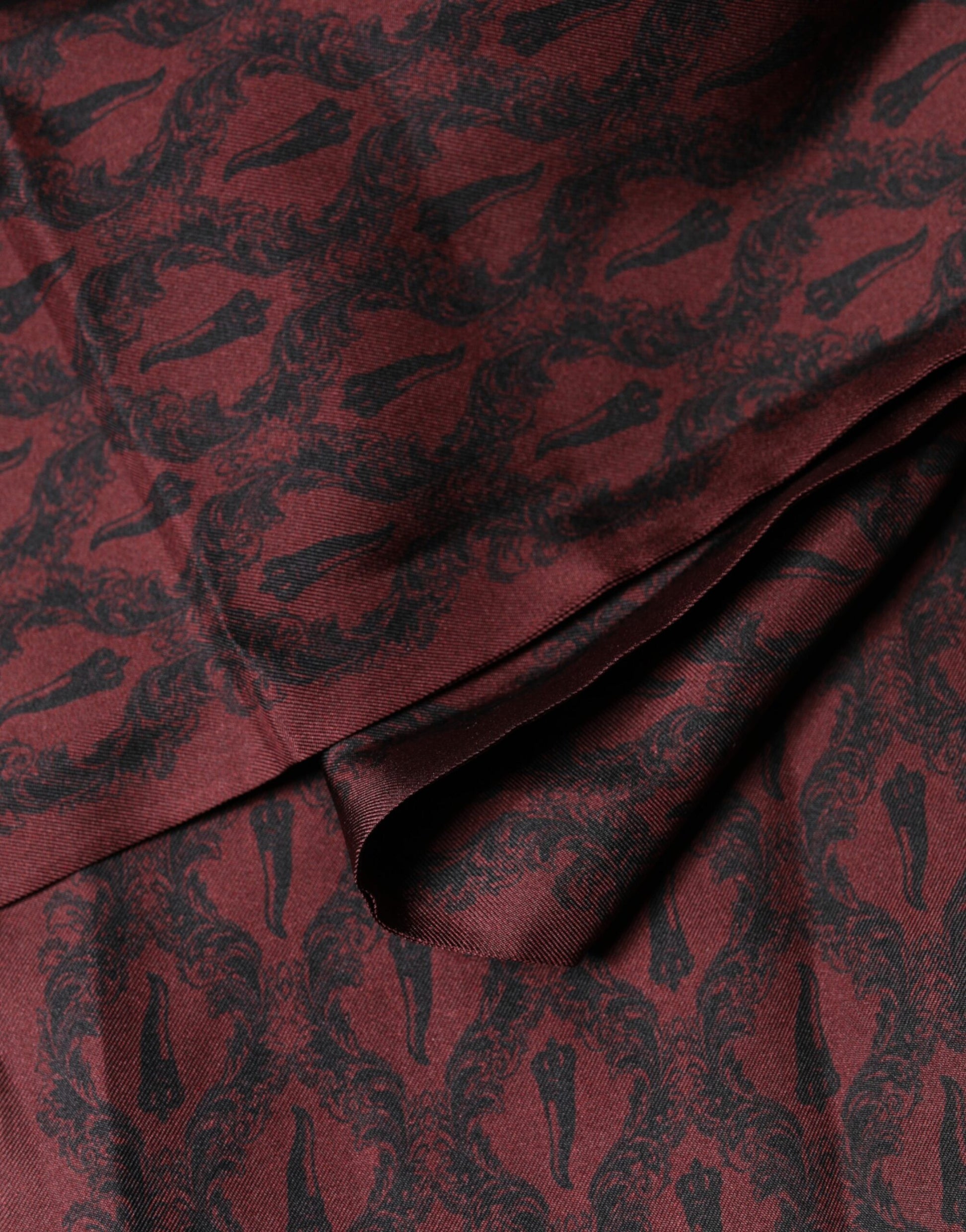 Maroon Silk Fringes Neck Wrap Foulard Scarf