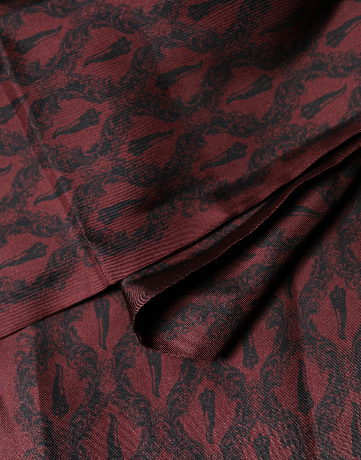 Maroon Silk Fringes Neck Wrap Foulard Scarf