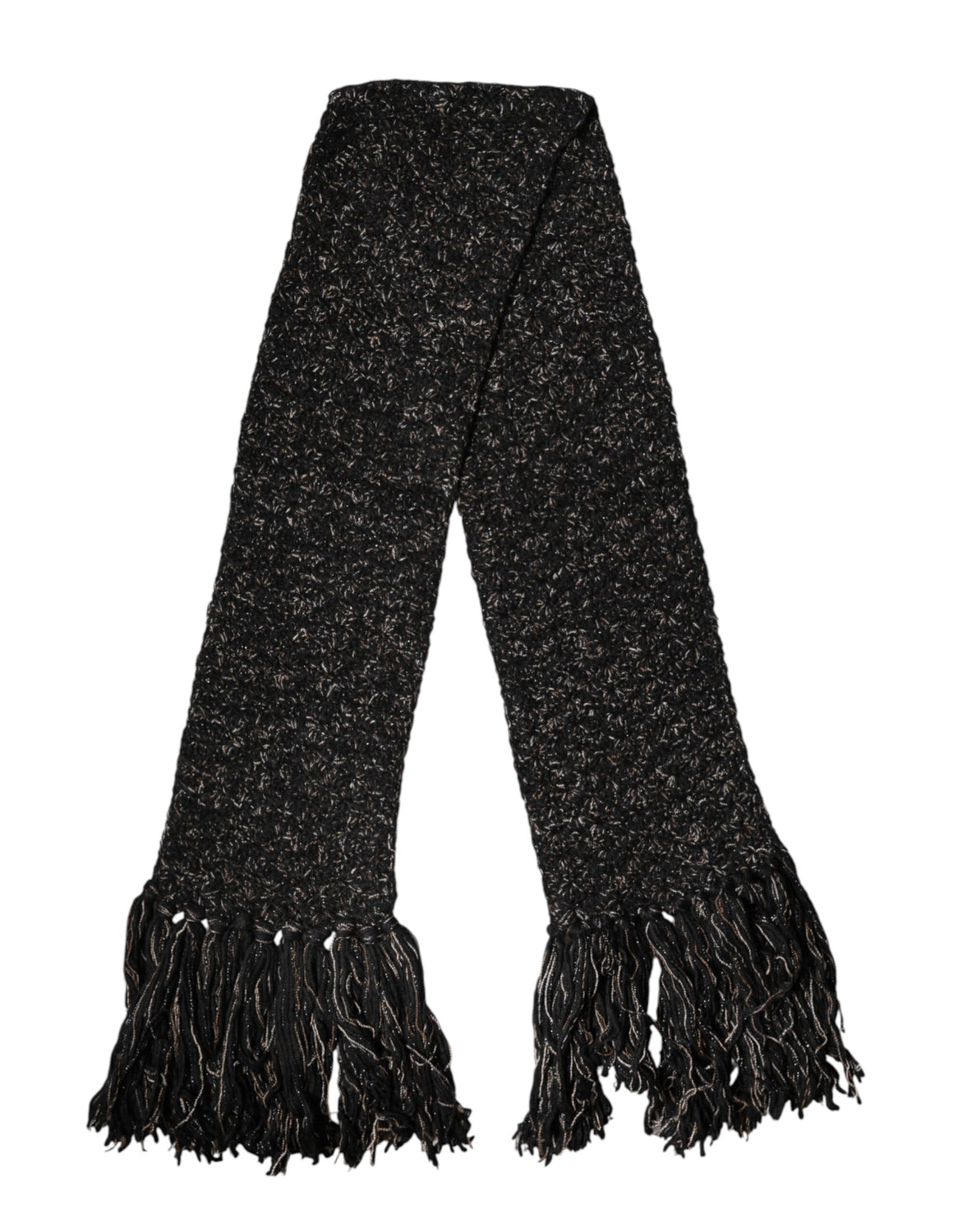 Black Wool Fringes Neck Wrap Foulard Scarf