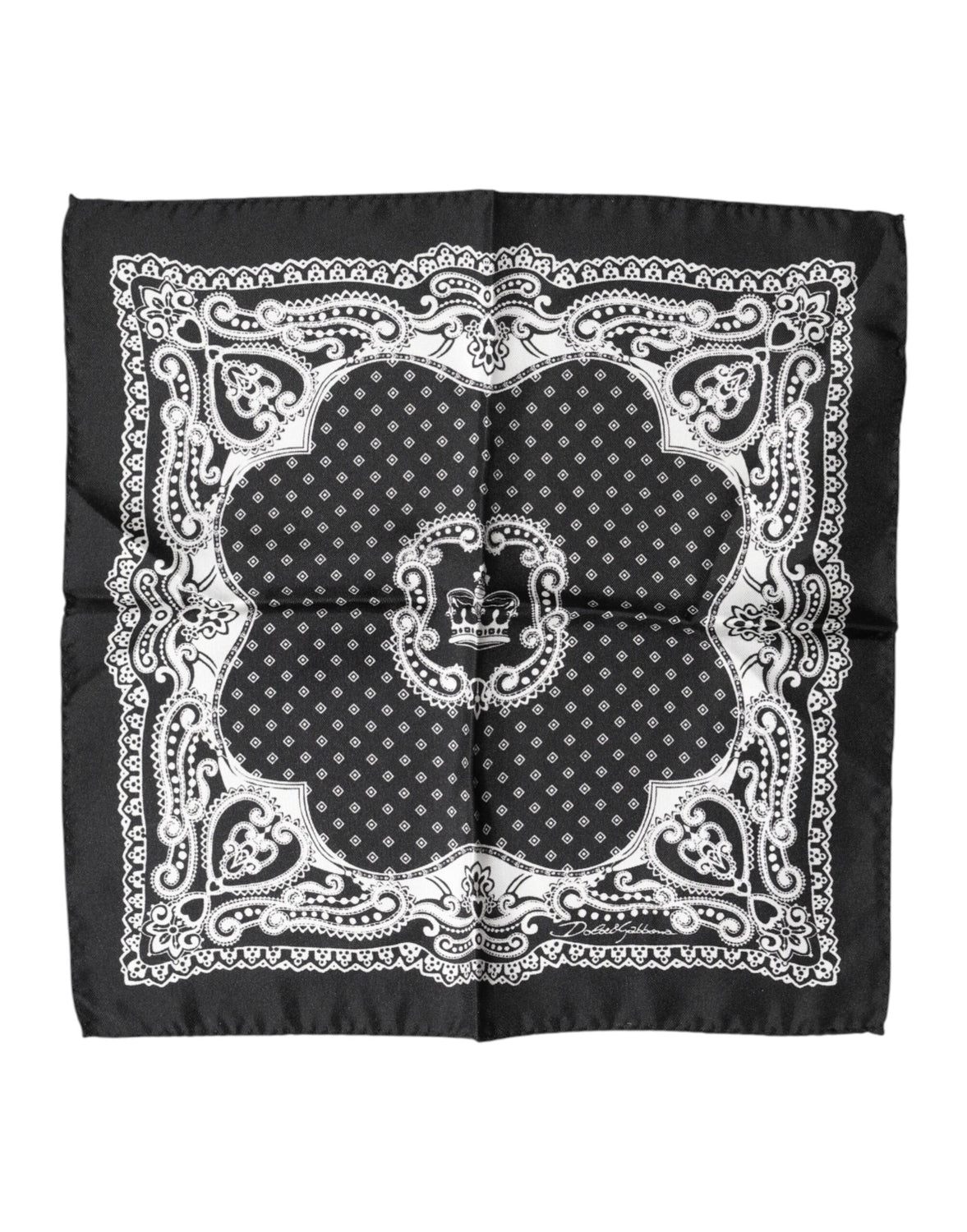 Black Bandana Print Square Handkerchief Scarf
