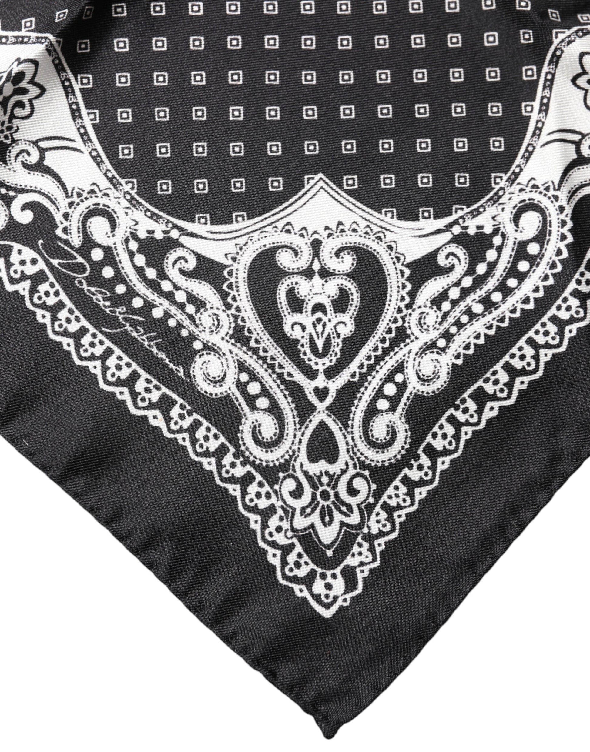 Black Bandana Print Square Handkerchief Scarf