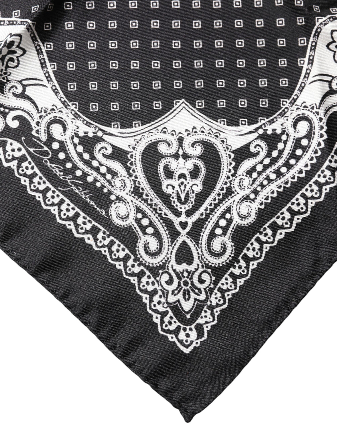 Black Bandana Print Square Handkerchief Scarf