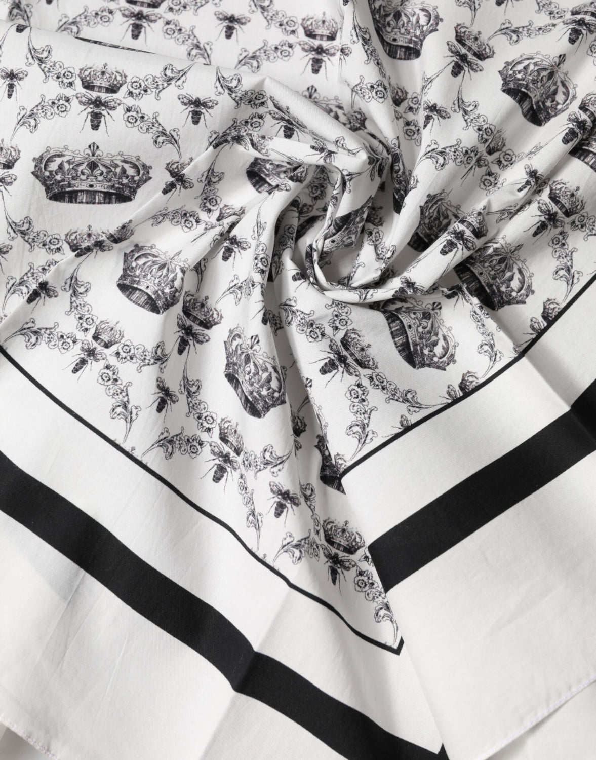 White Crown Cotton Men Square Foulard Scarf