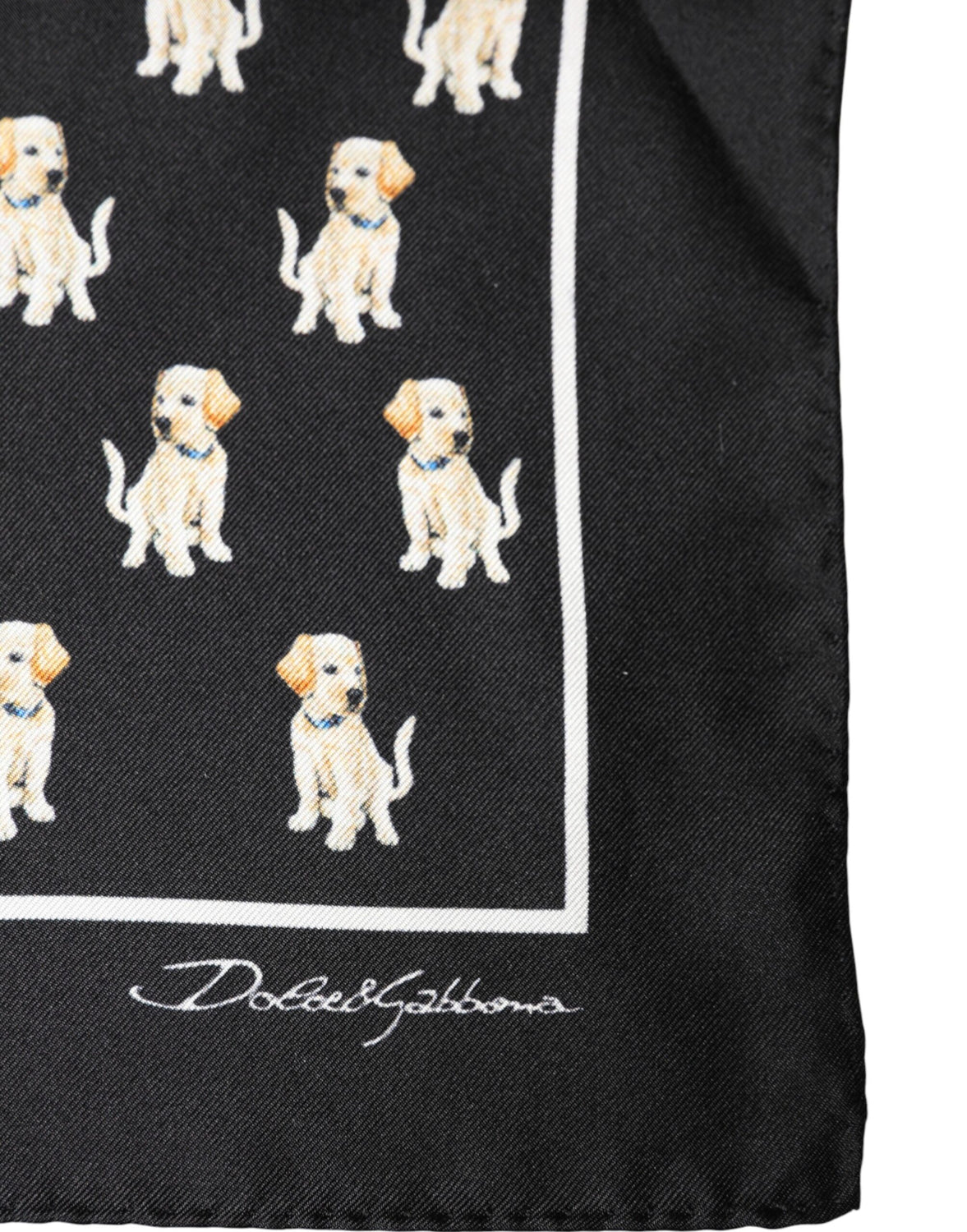 Black Dog Print Square Handkerchief Scarf
