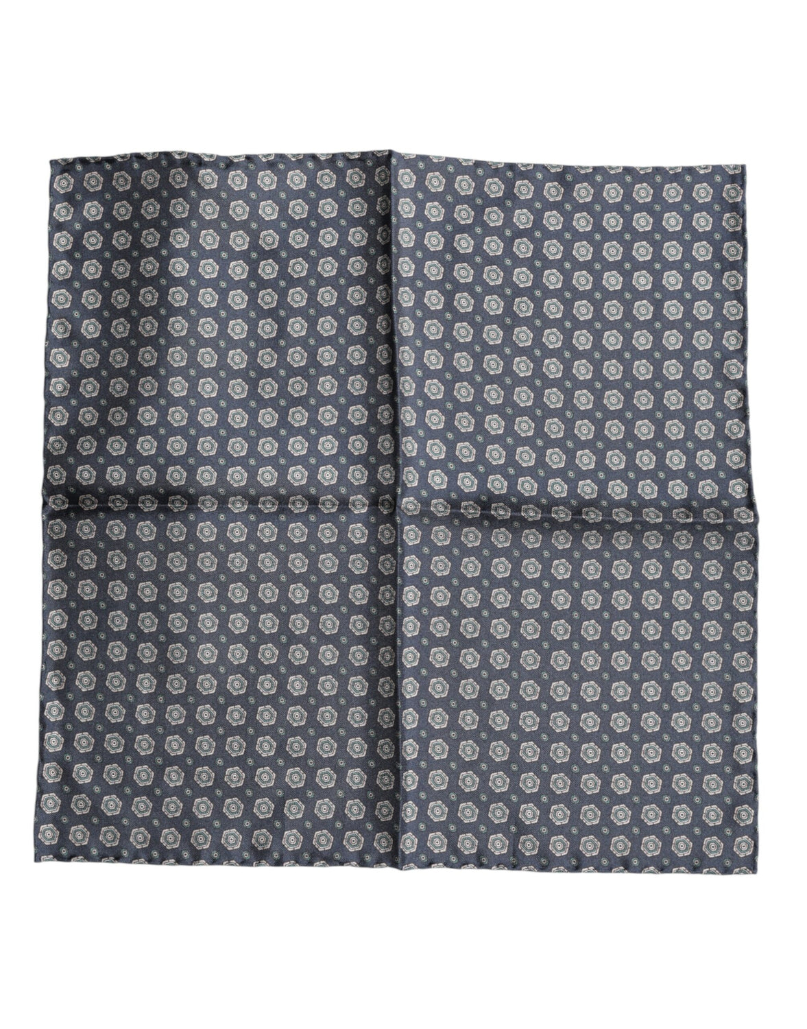 Blue Patterned Silk Square Handkerchief Scarf