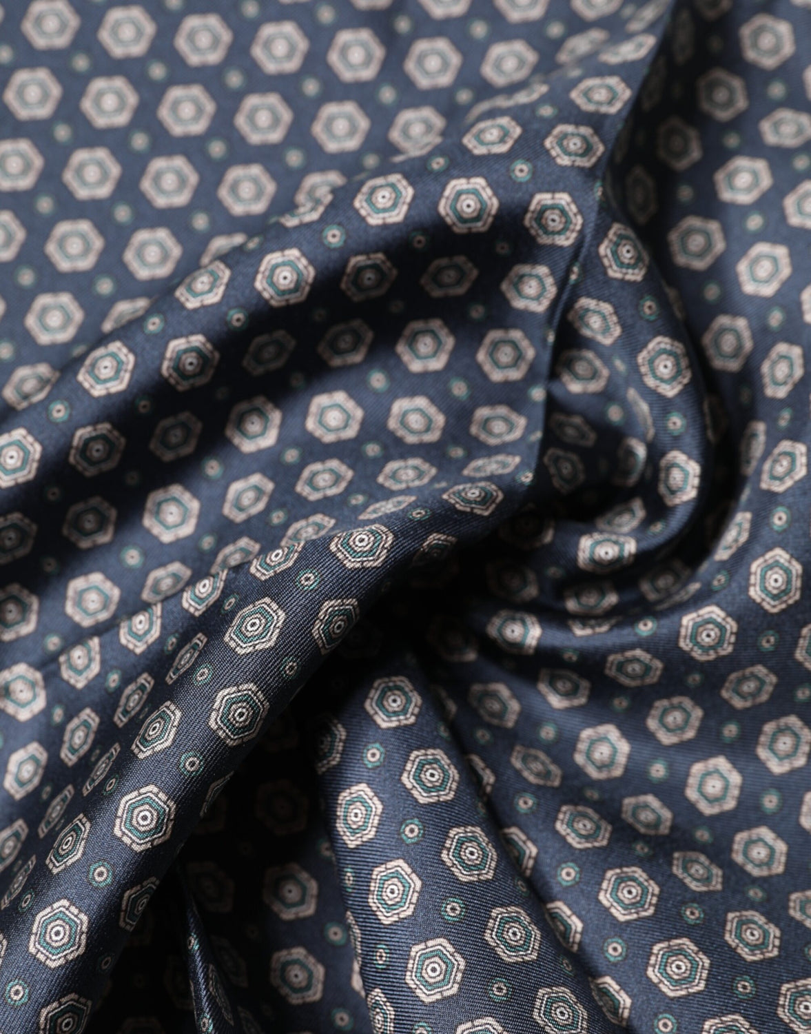 Blue Patterned Silk Square Handkerchief Scarf