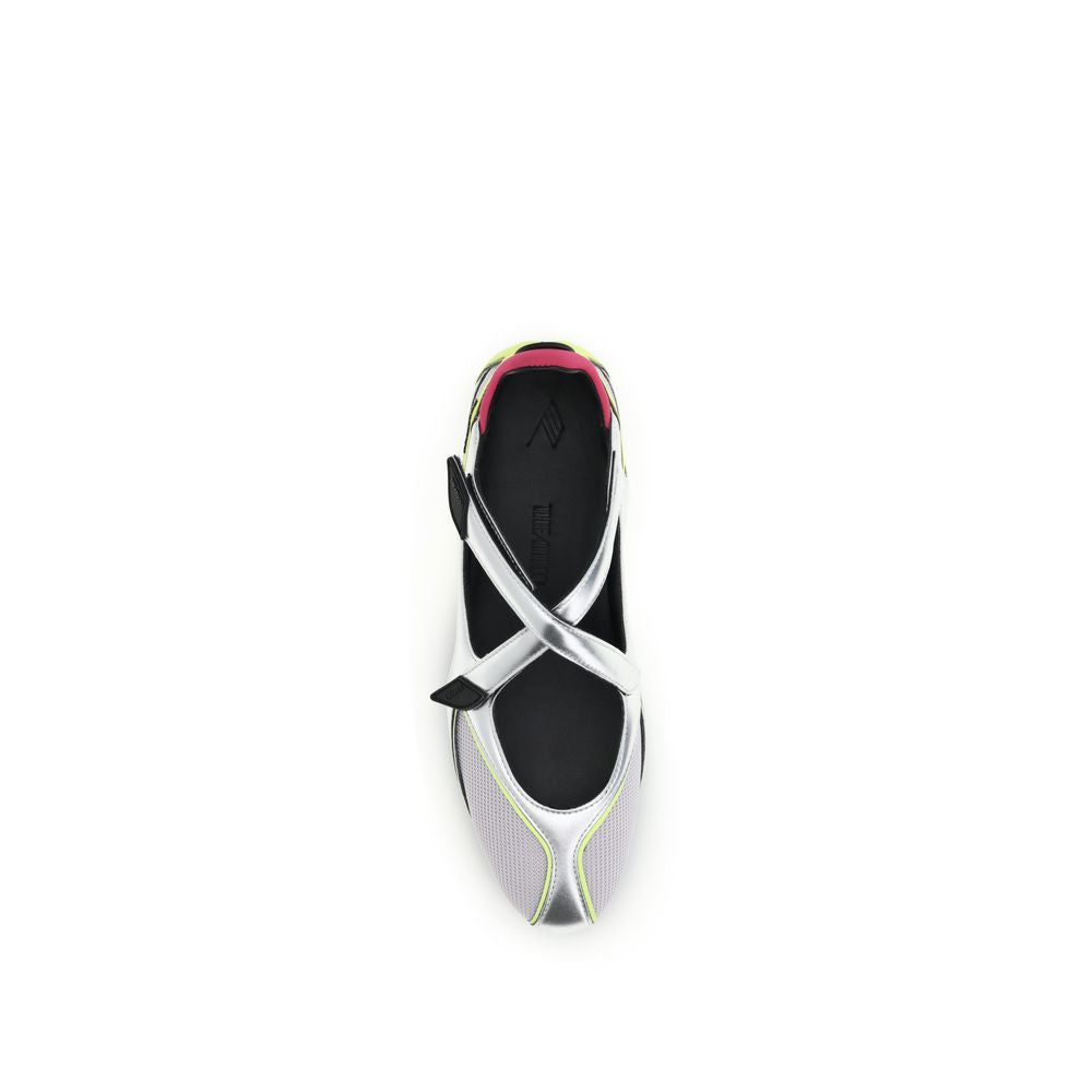 Silver Polyurethane Ballet Flats