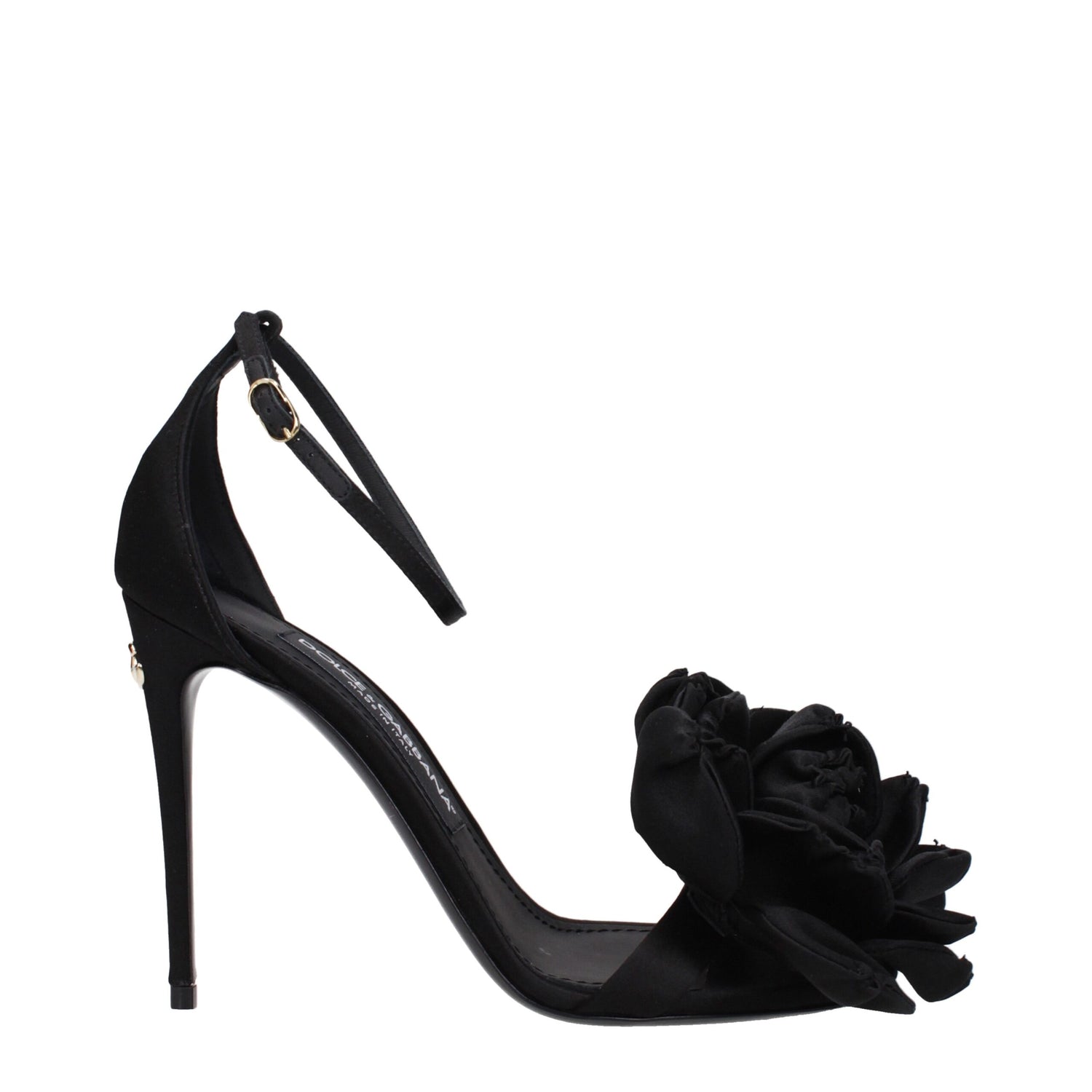 Black Satin Stiletto Heel Sandals