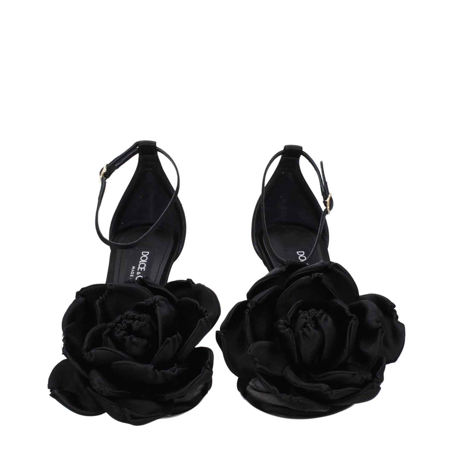 Black Satin Stiletto Heel Sandals