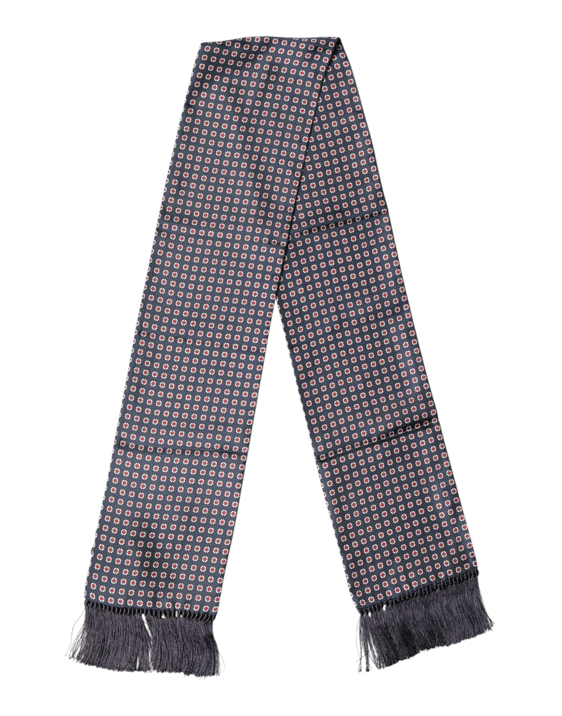 Black Patterned Fringes Neck Foulard Scarf