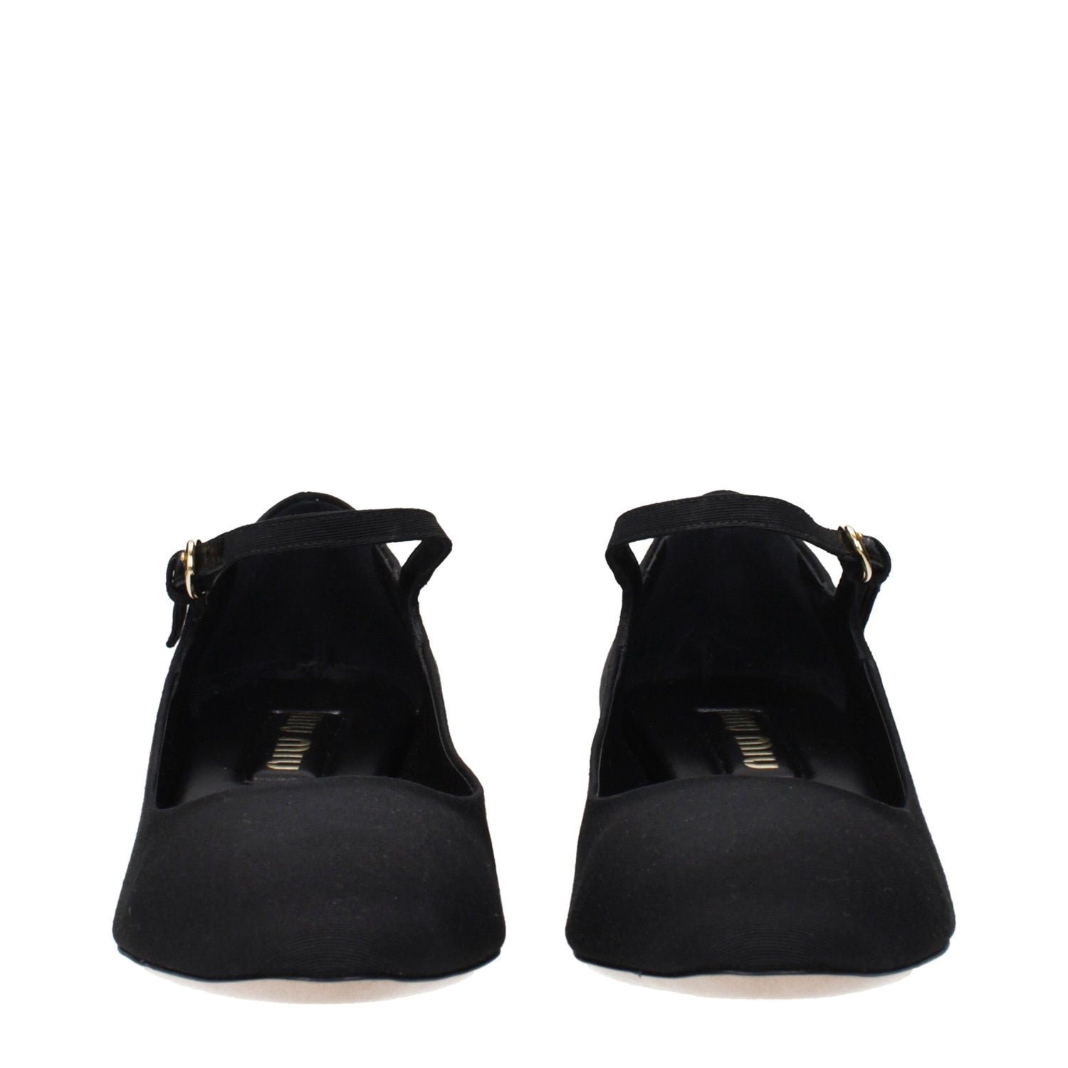 Black Fabric Mid Heel Pumps