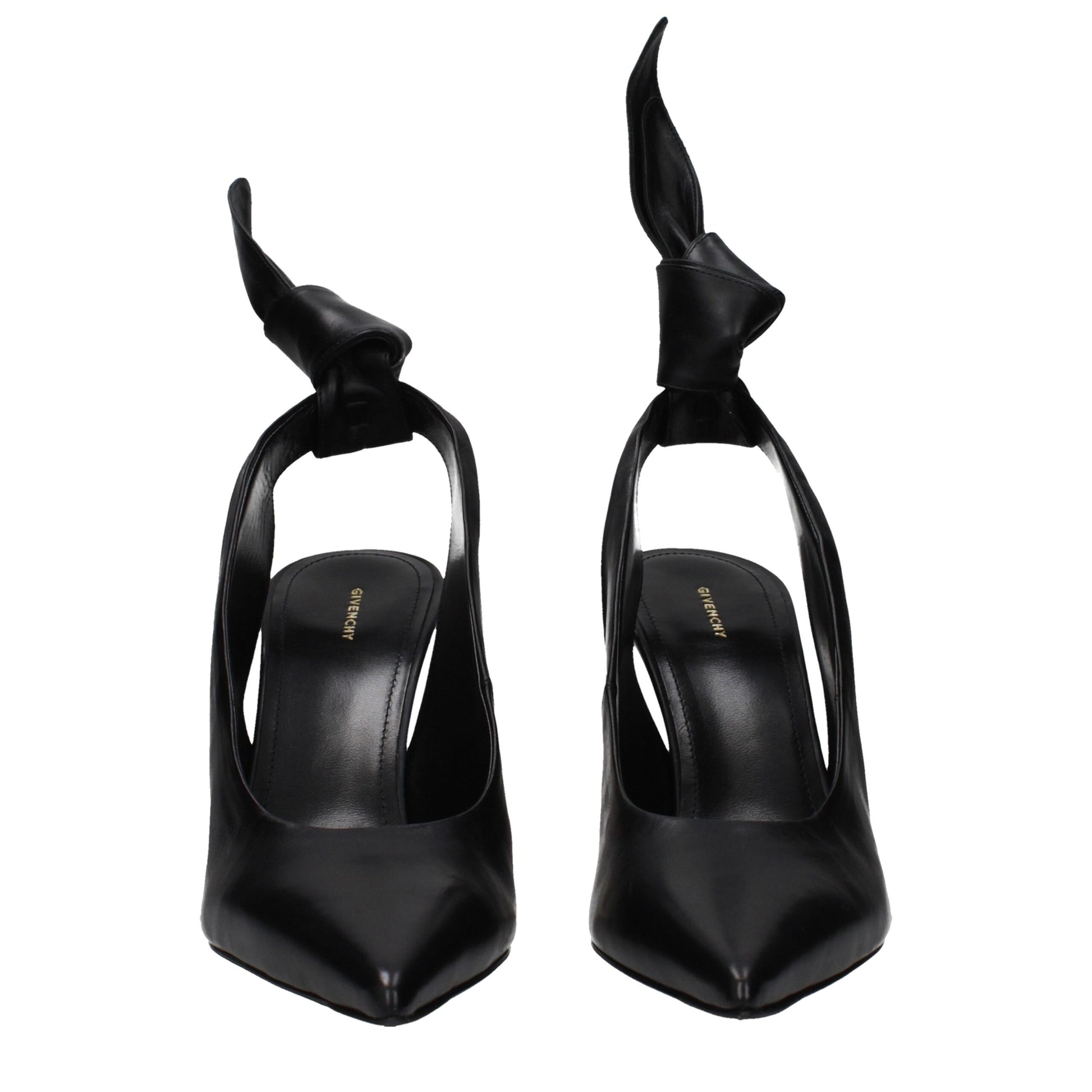 Black Leather High Heel Pumps