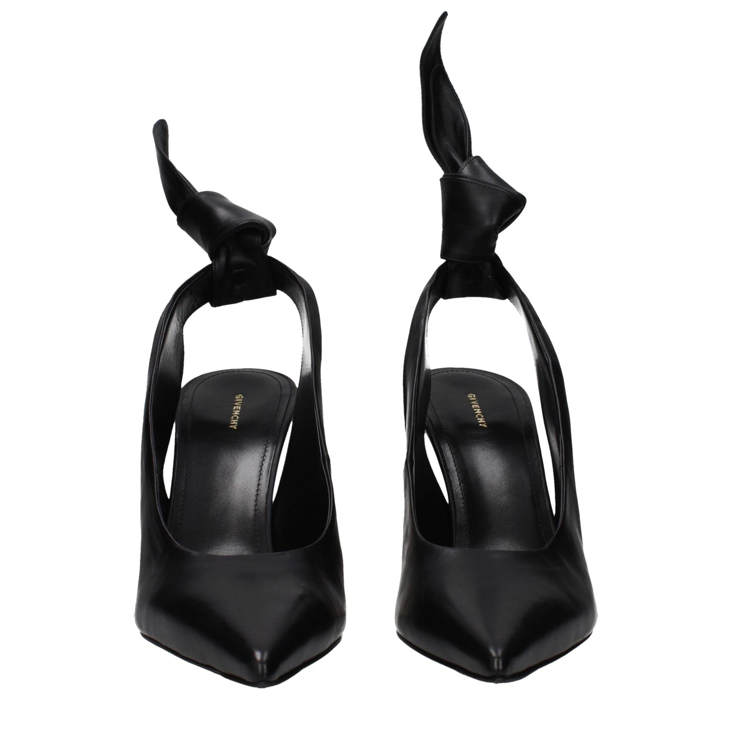 Black Leather High Heel Pumps