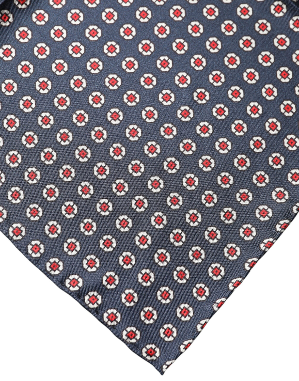 Blue Patterned Silk Square Handkerchief Scarf