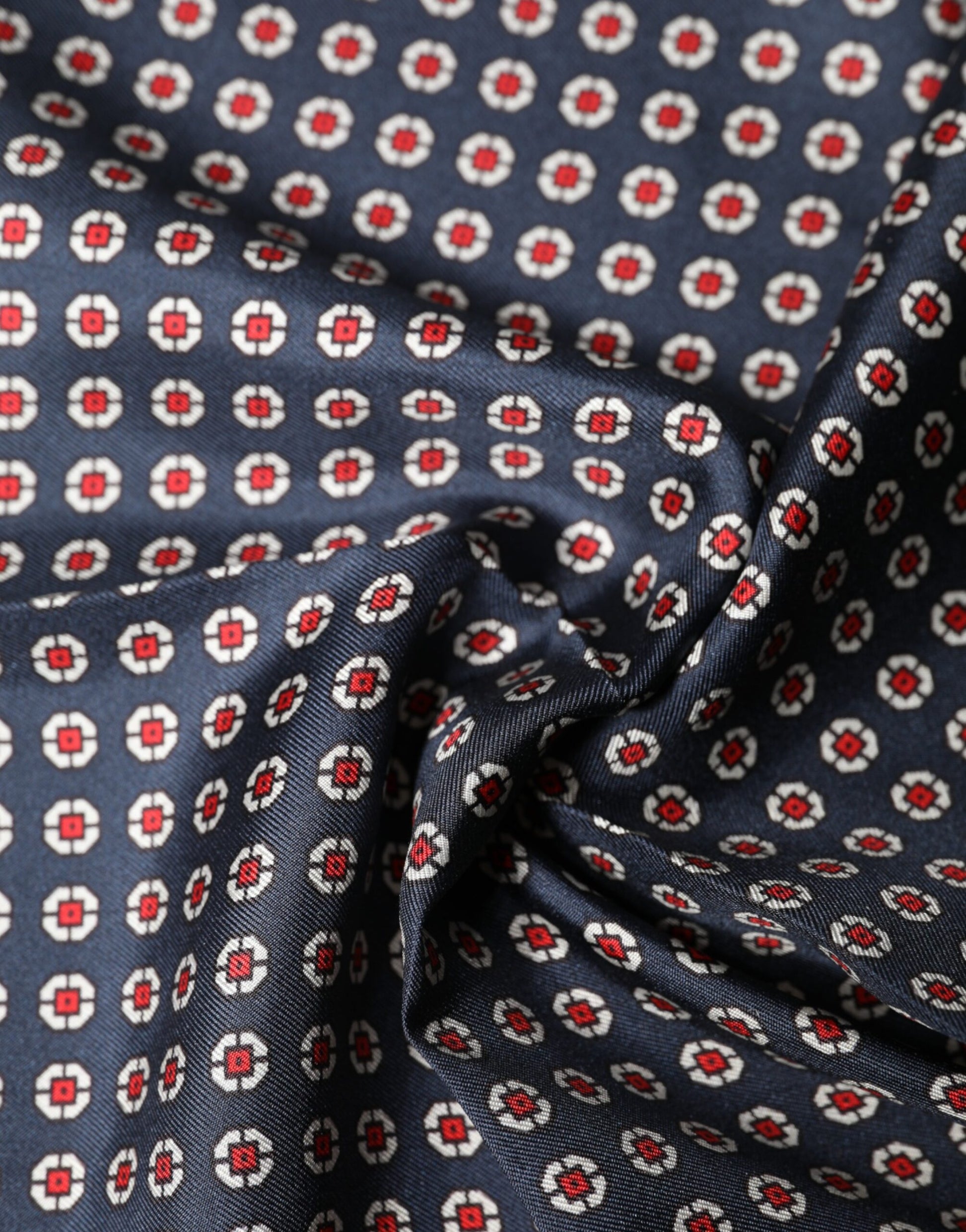 Blue Patterned Silk Square Handkerchief Scarf