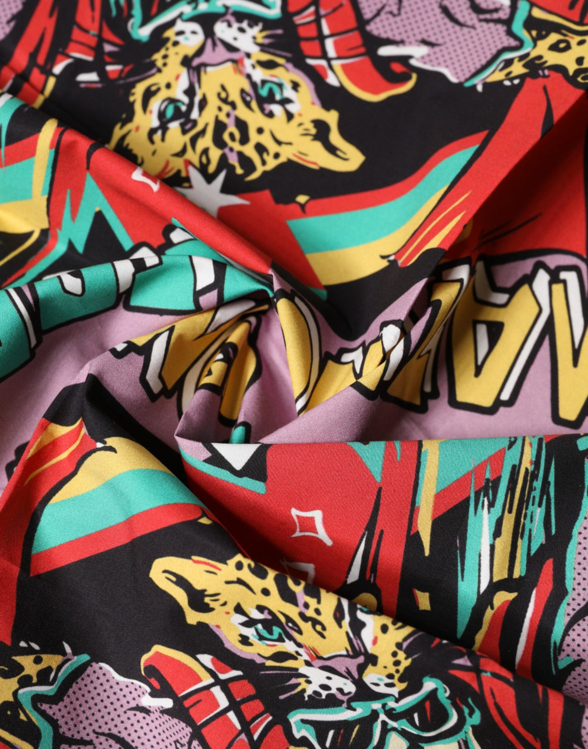 Multicolor Cartoon Square Foulard Scarf