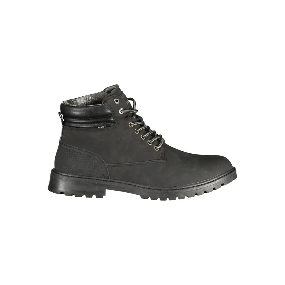 Black Polyurethane Men Ankle Boot