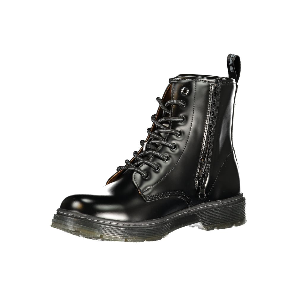 Black Polyurethane Men Ankle Boot