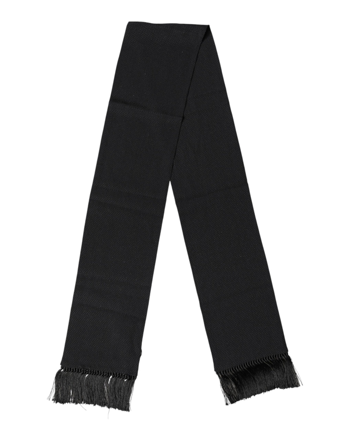 Black Silk Fringes Neck Wrap Foulard Scarf