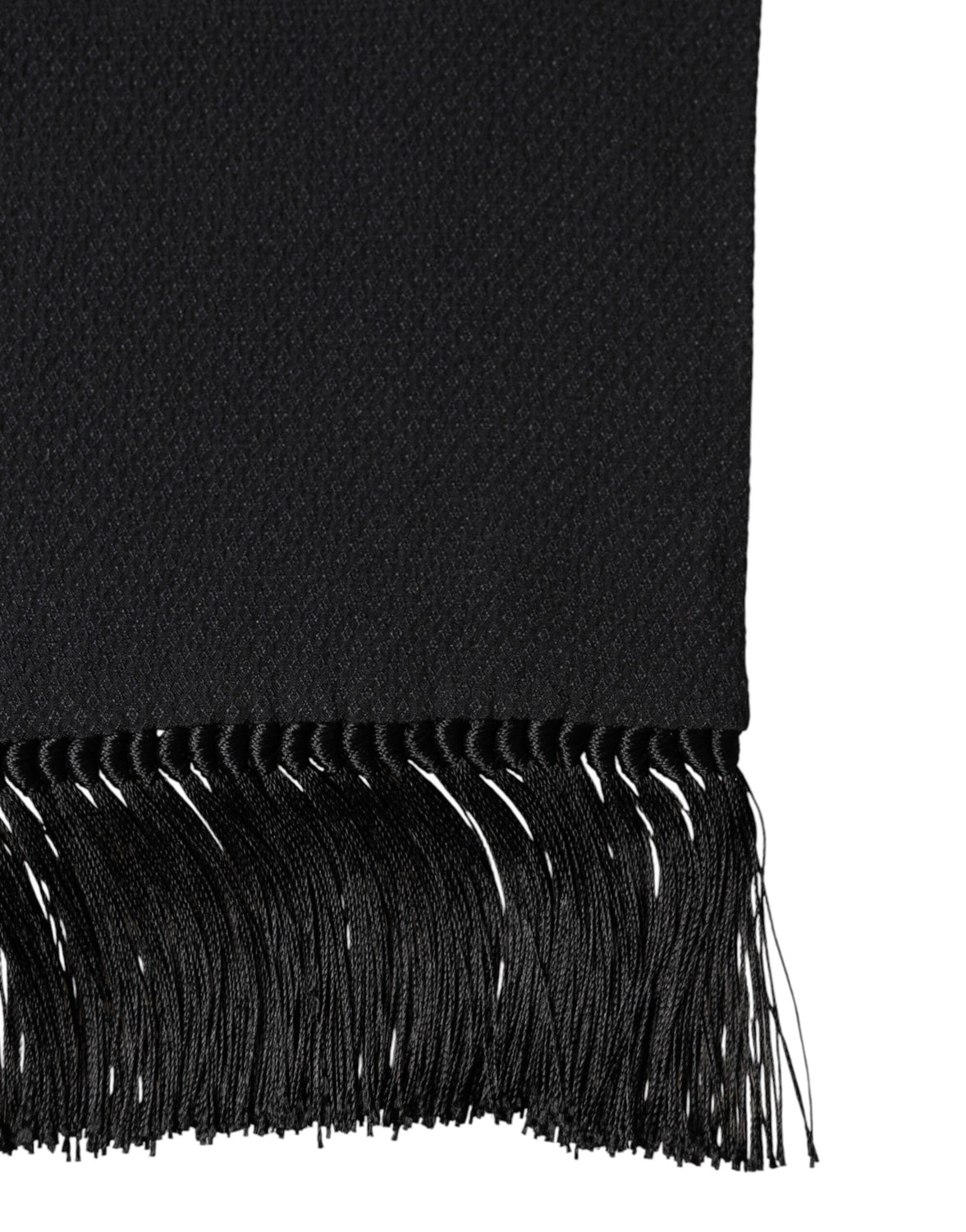 Black Silk Fringes Neck Wrap Foulard Scarf