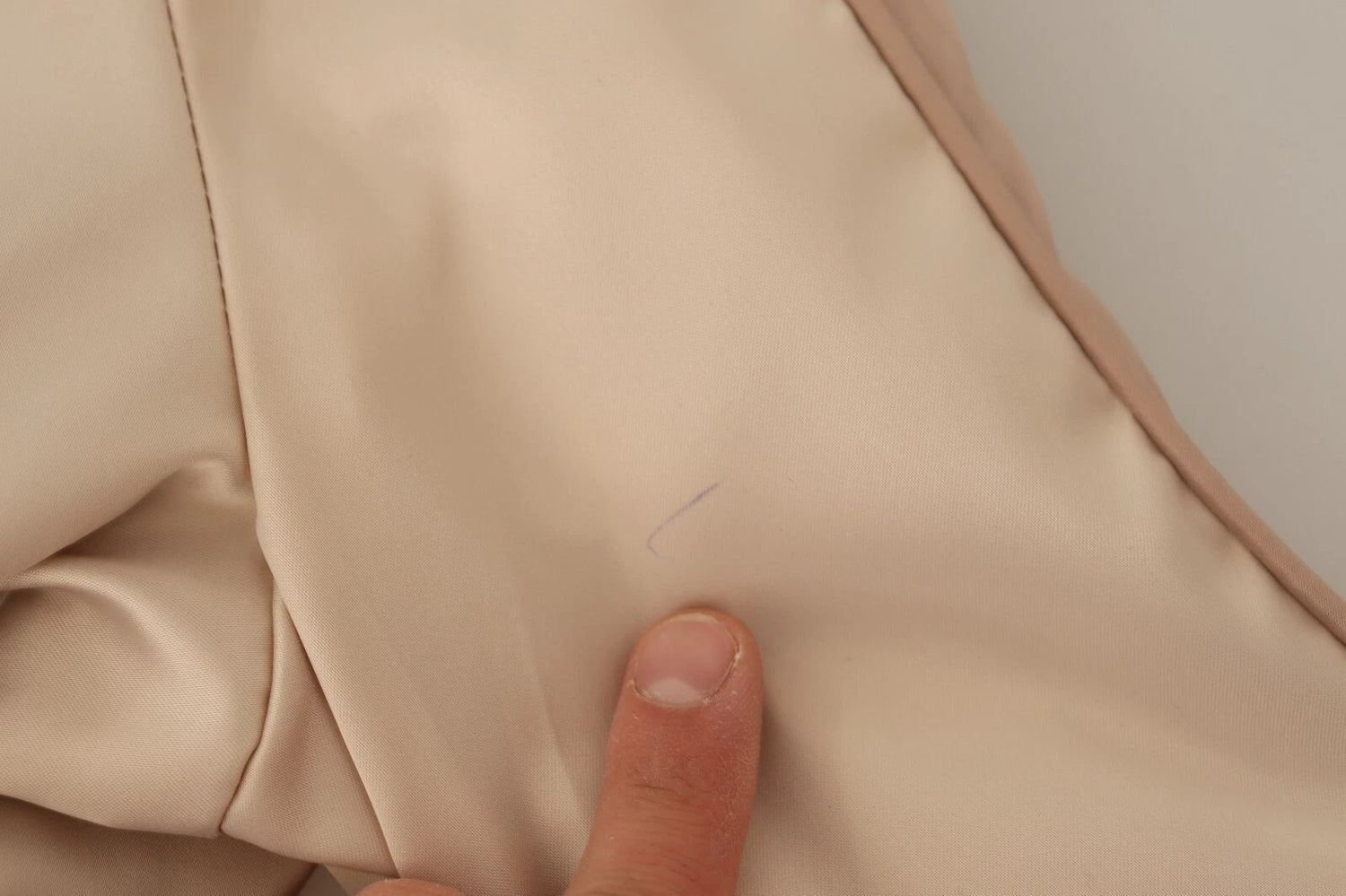 Bomber Full Zip Beige Long Sleeves Polyester Jacket