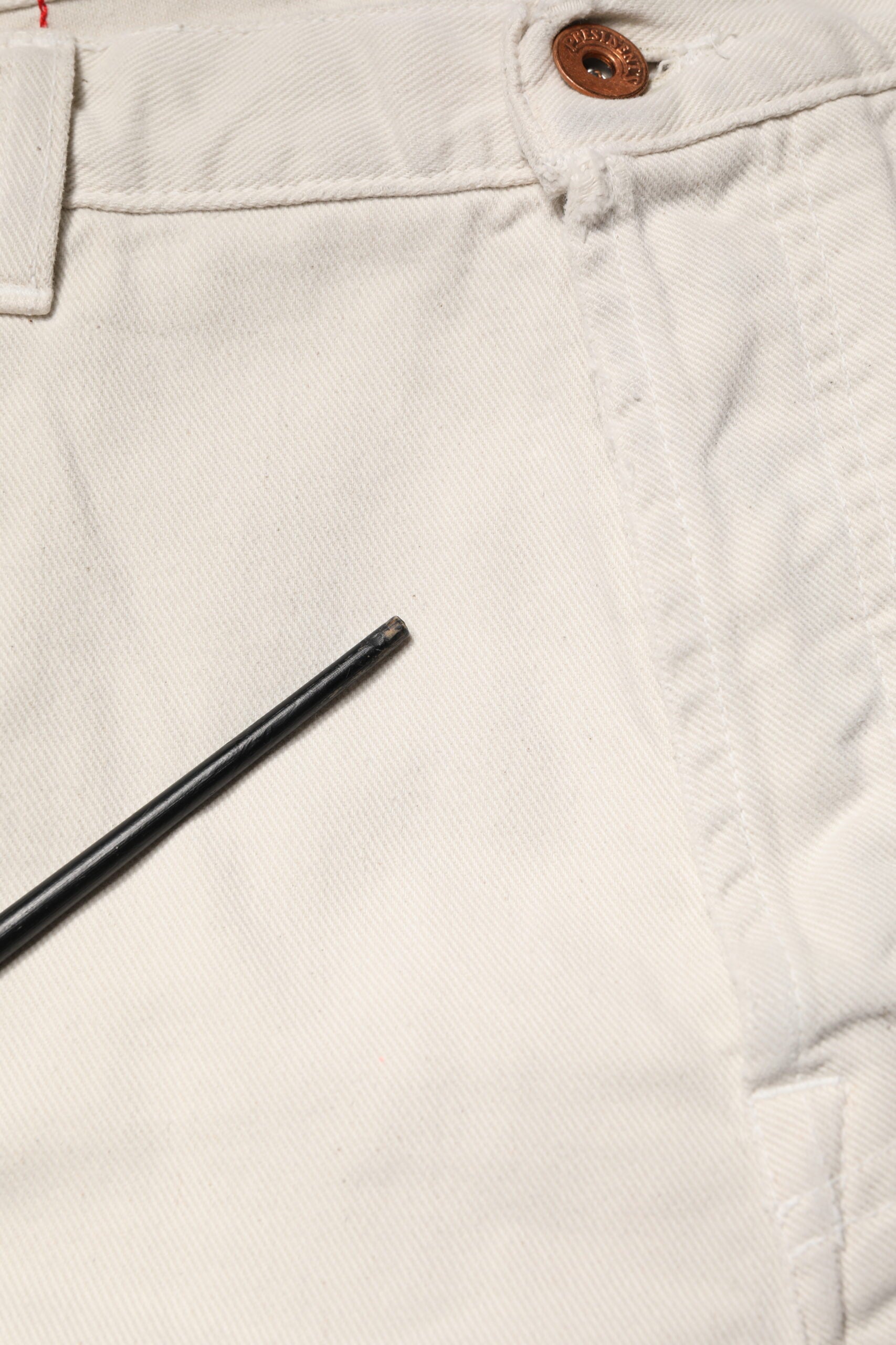 White Cotton Straight Mid Waist Denim Men Trouser Jeans