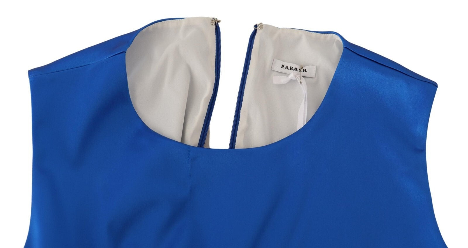 Acetate Royal Blue Roundneck Sleeveless Sheath Midi Dress