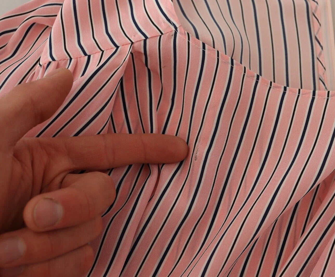 Pink Stripes Long Sleeves Sheath Midi Dress