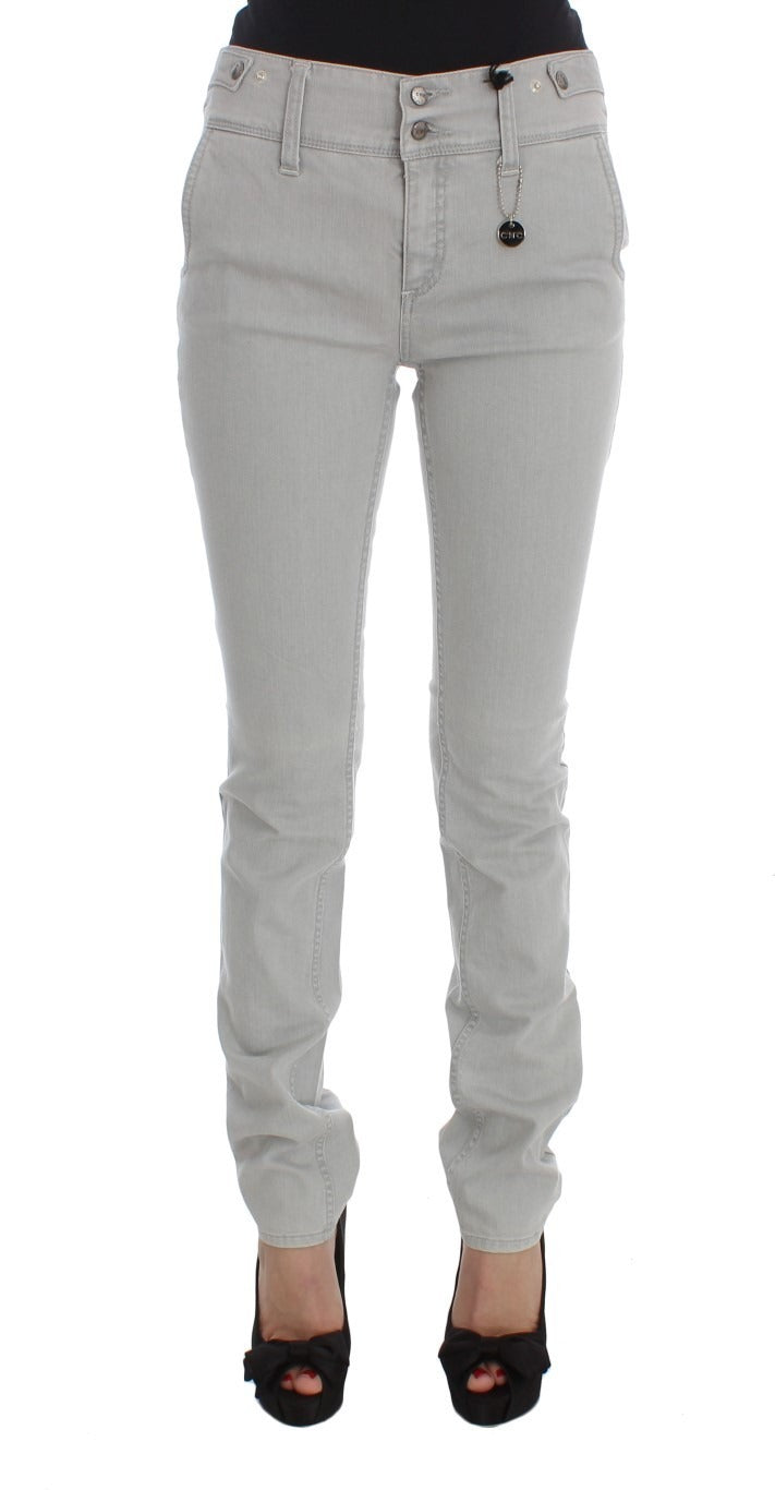 Pants Gray Cotton Blend Super Slim Fit Jeans