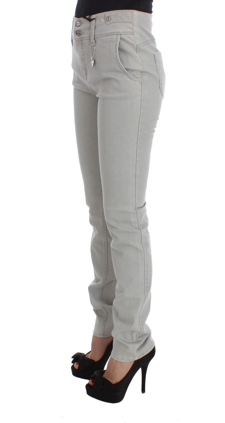 Pants Gray Cotton Blend Super Slim Fit Jeans