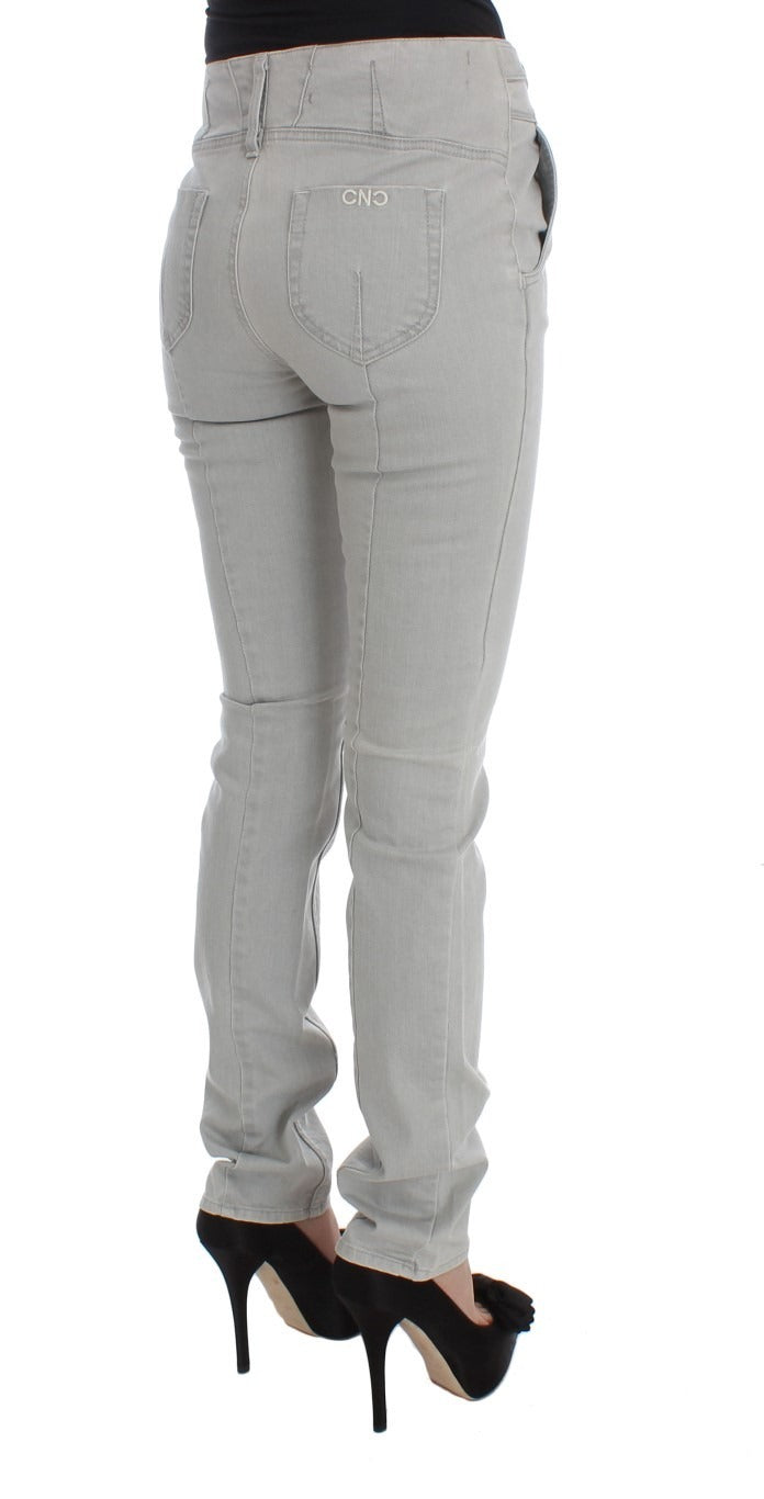 Pants Gray Cotton Blend Super Slim Fit Jeans