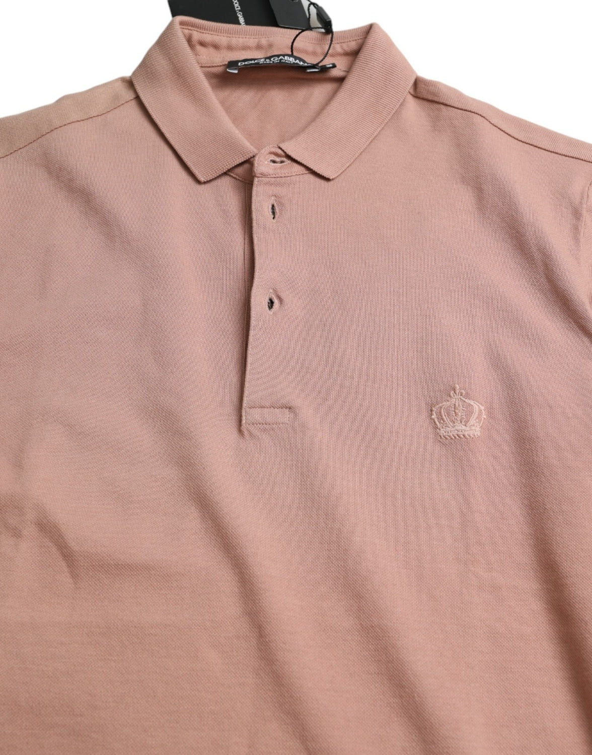 Pink Collared Short Sleeve Crown Men Polo T-shirt