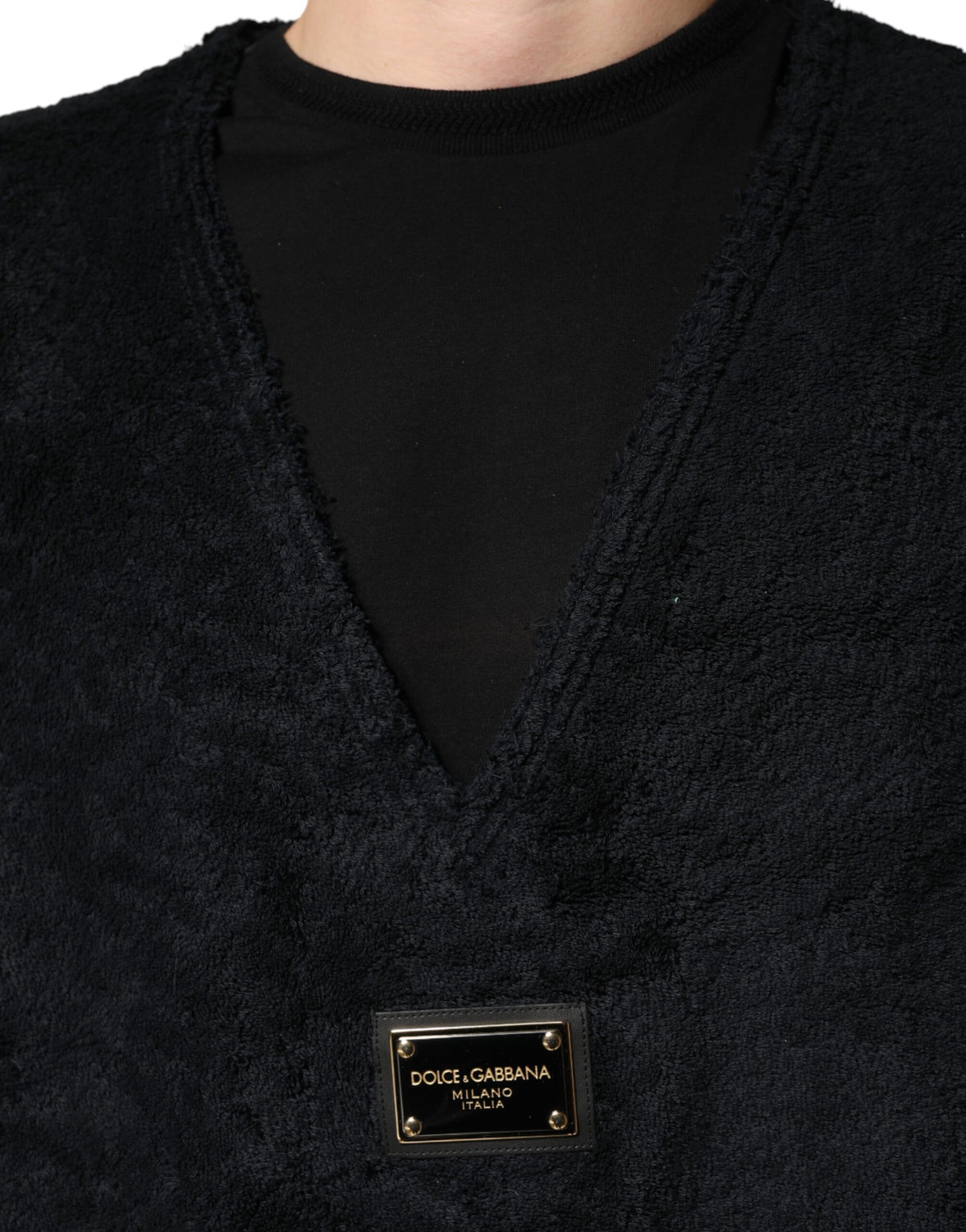 Black Cotton V-Neck Men Sweatshirt Sweater