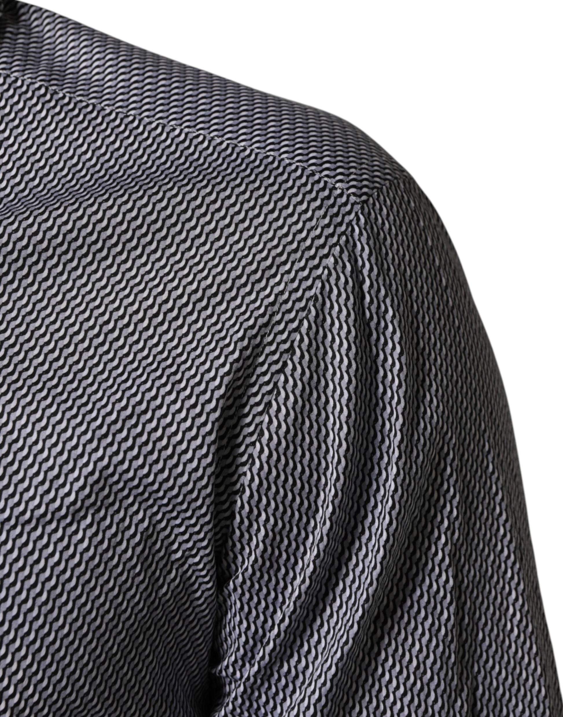 Gray Patterned Long Sleeves Dress Shirt