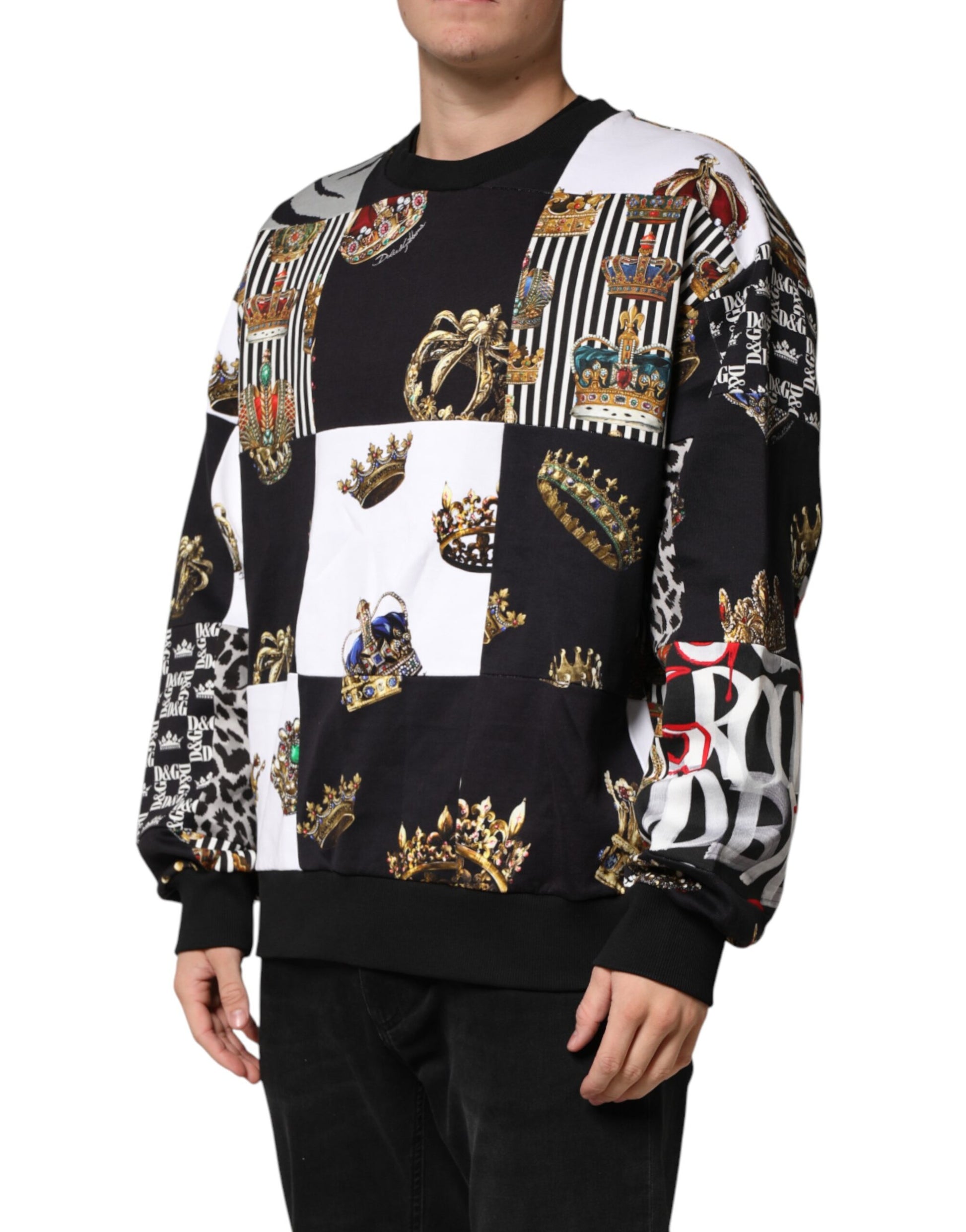 Multicolor Crown Print Sweatshirt Sweater