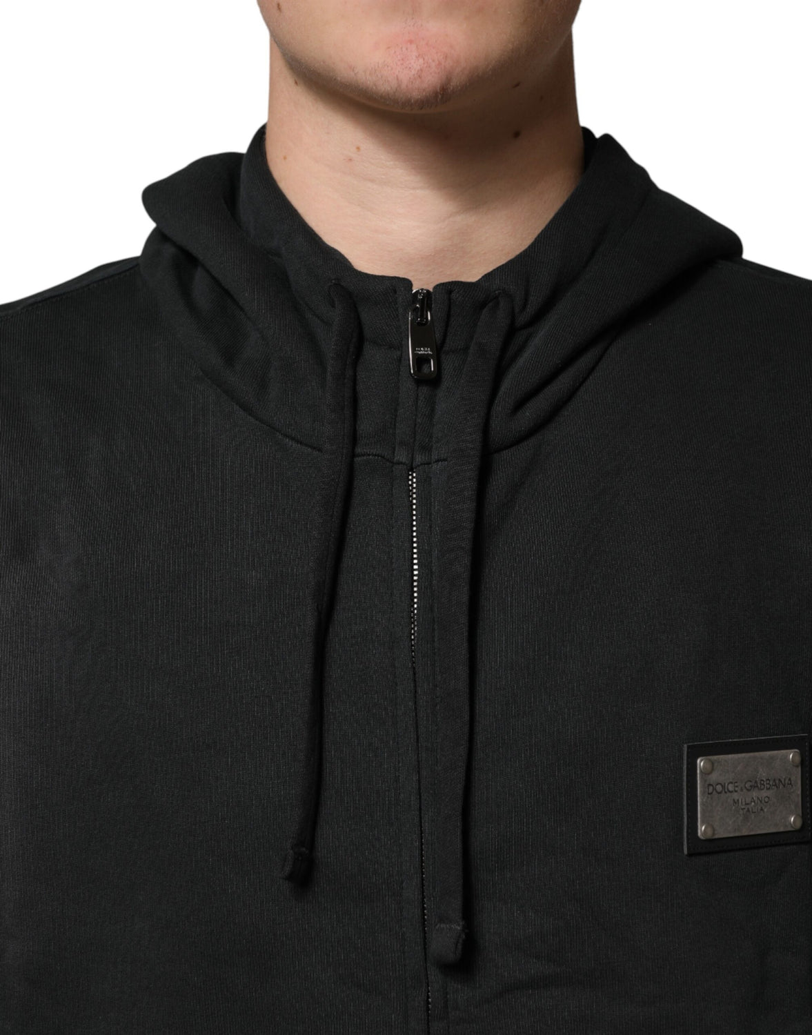 Black Full Zip Hooded Men Sweatshirt Sweater
