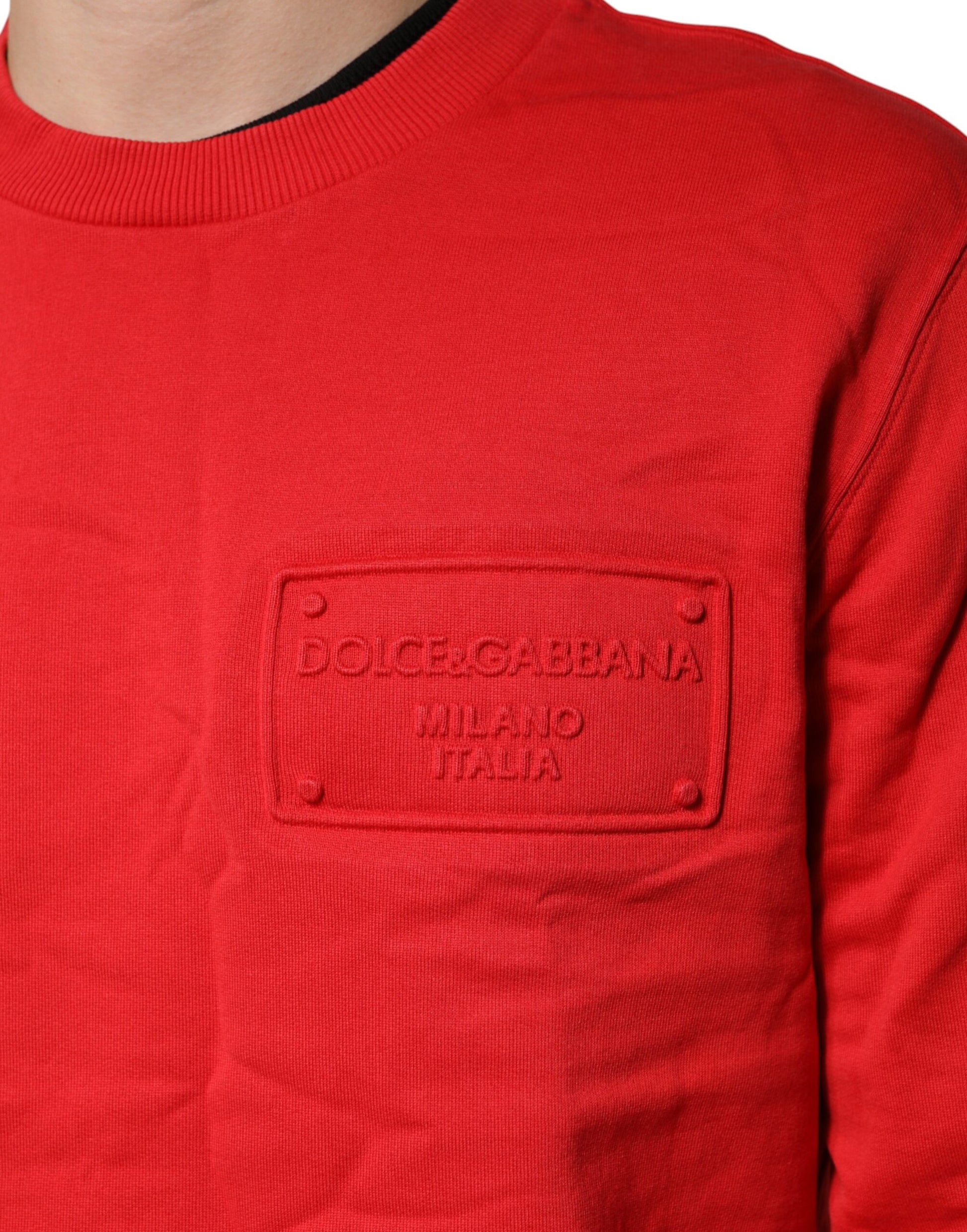 Red Logo Cotton Crew Neck Sweatshirt Sweater