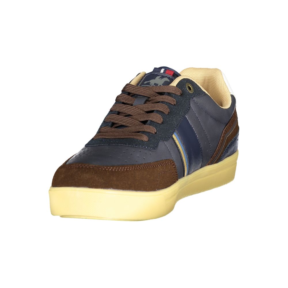 Blue Polyurethane Men Sneaker