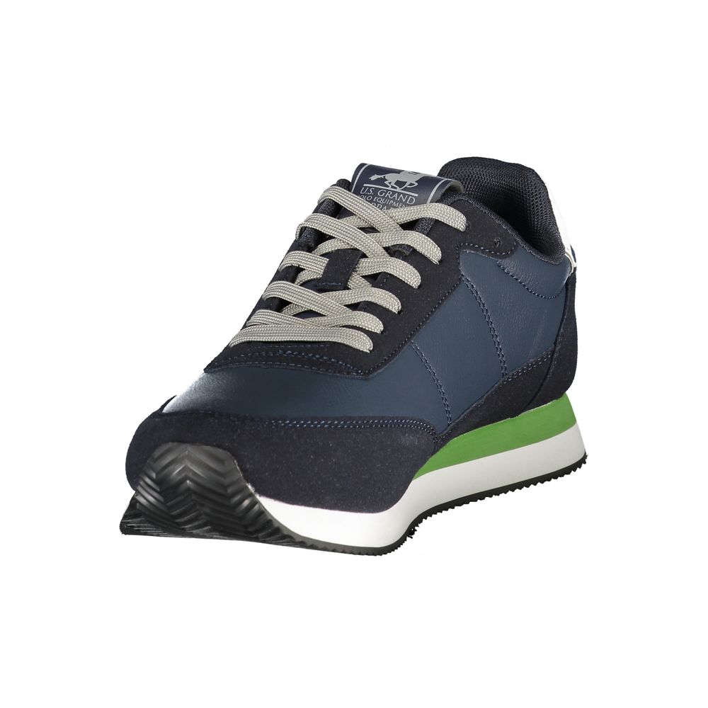 Blue Polyurethane Men Sneaker