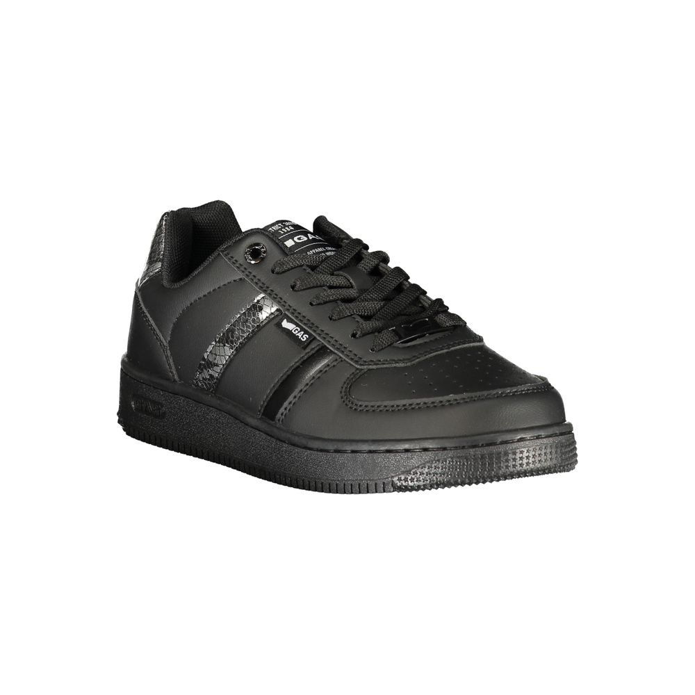 "Black Polyurethane Women's Sneaker"